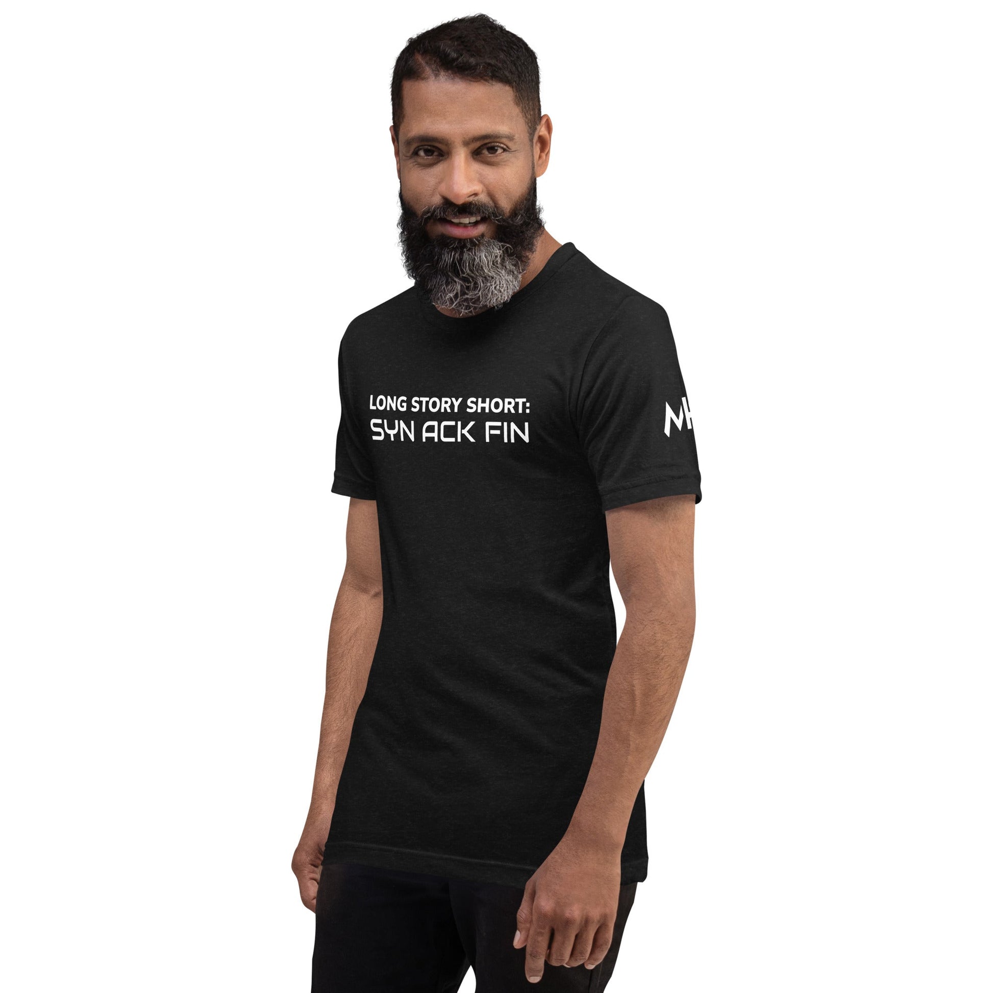 Long story short - Syn Ack Fin - Unisex t-shirt by DarkByteGear