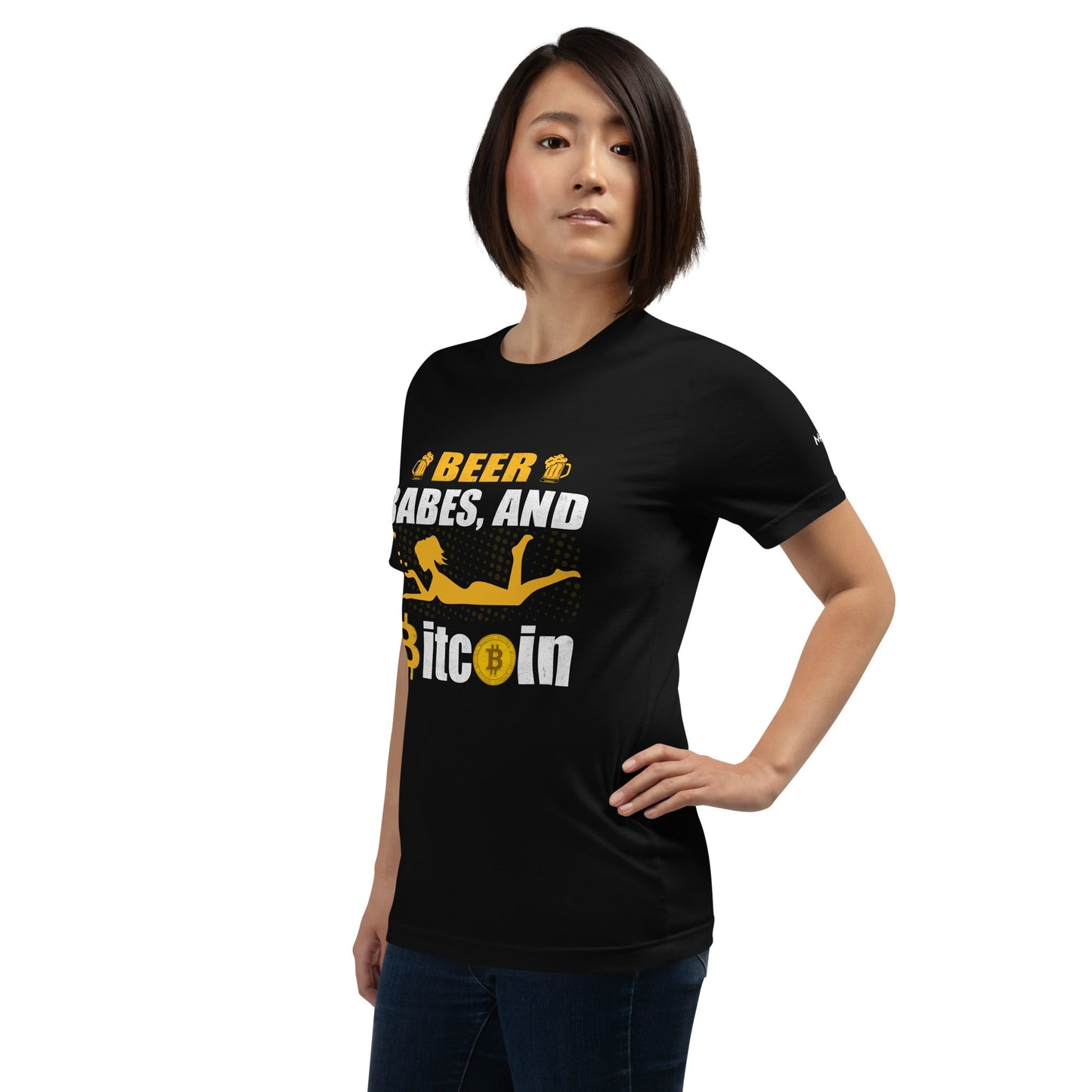 Beer Babe and Bitcoin Unisex t-shirt by DarkByteGear