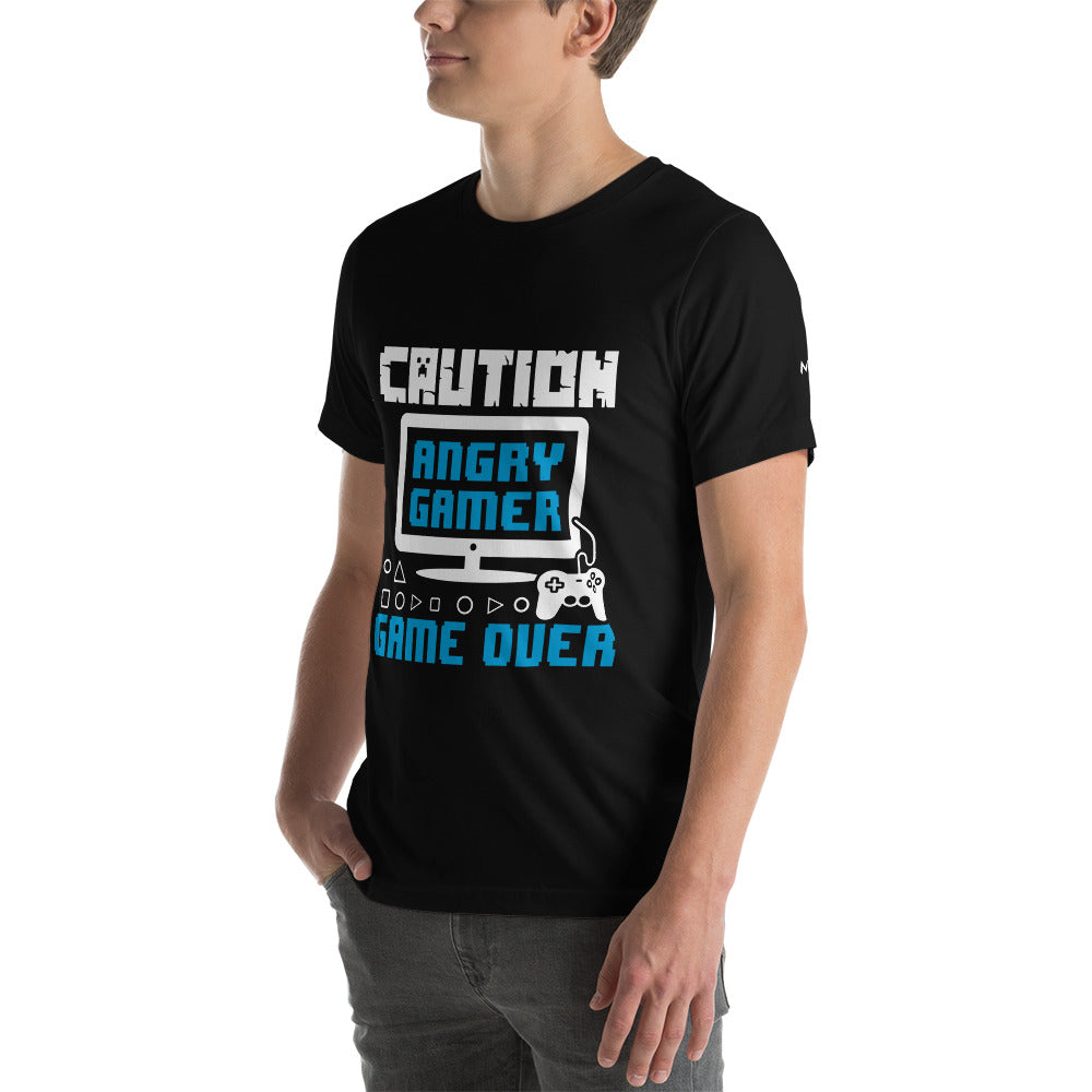 Caution! Angry Gamer Unisex t-shirt by DarkByteGear