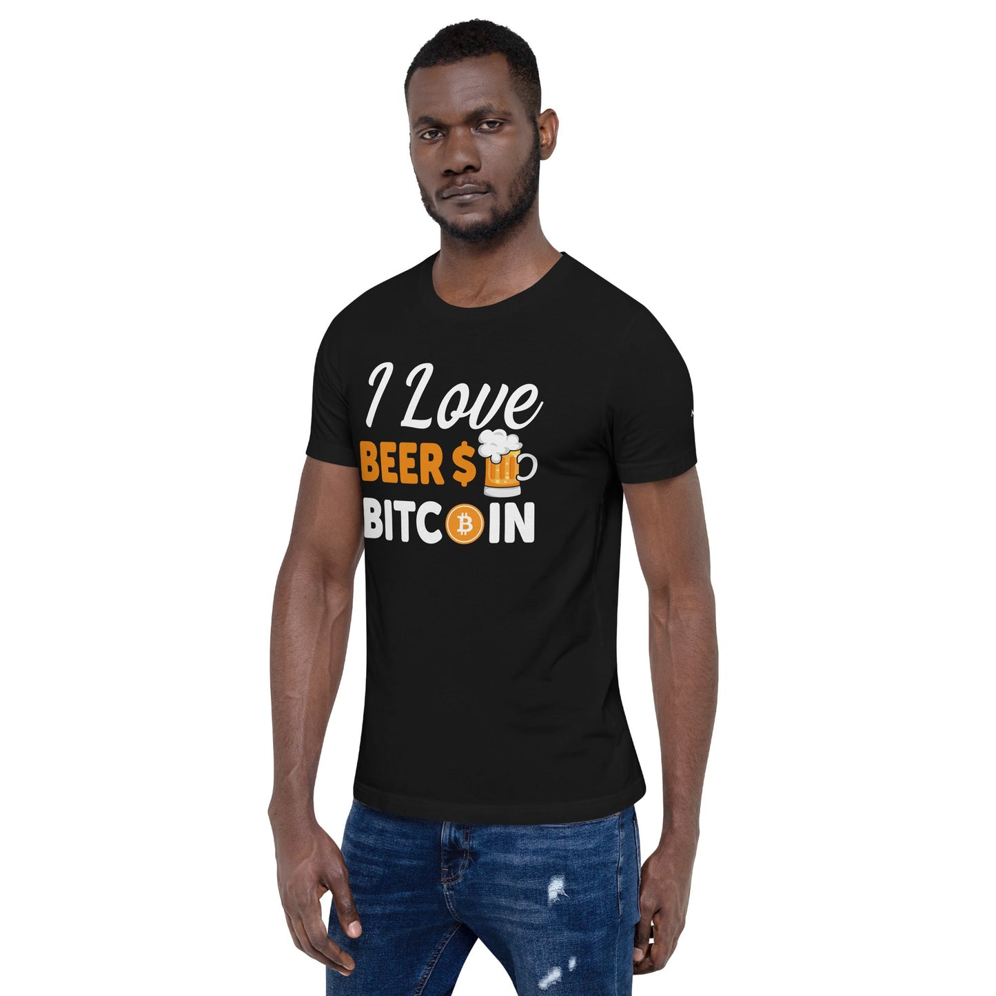 I Love Beer and Bitcoin Unisex t-shirt ( Back Print ) by DarkByteGear