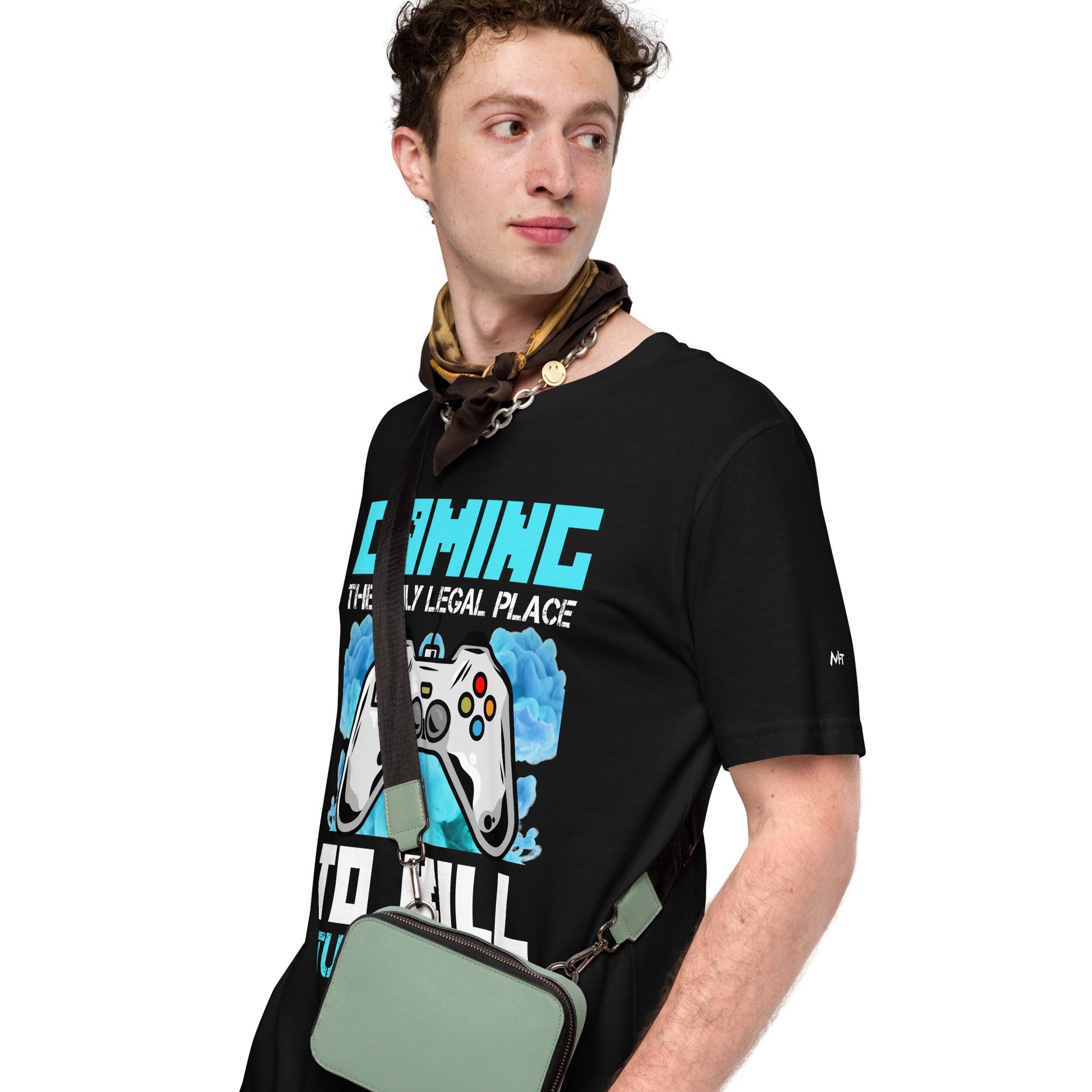 Gaming is the only Legal Place - Blue V Unisex t-shirt by DarkByteGear