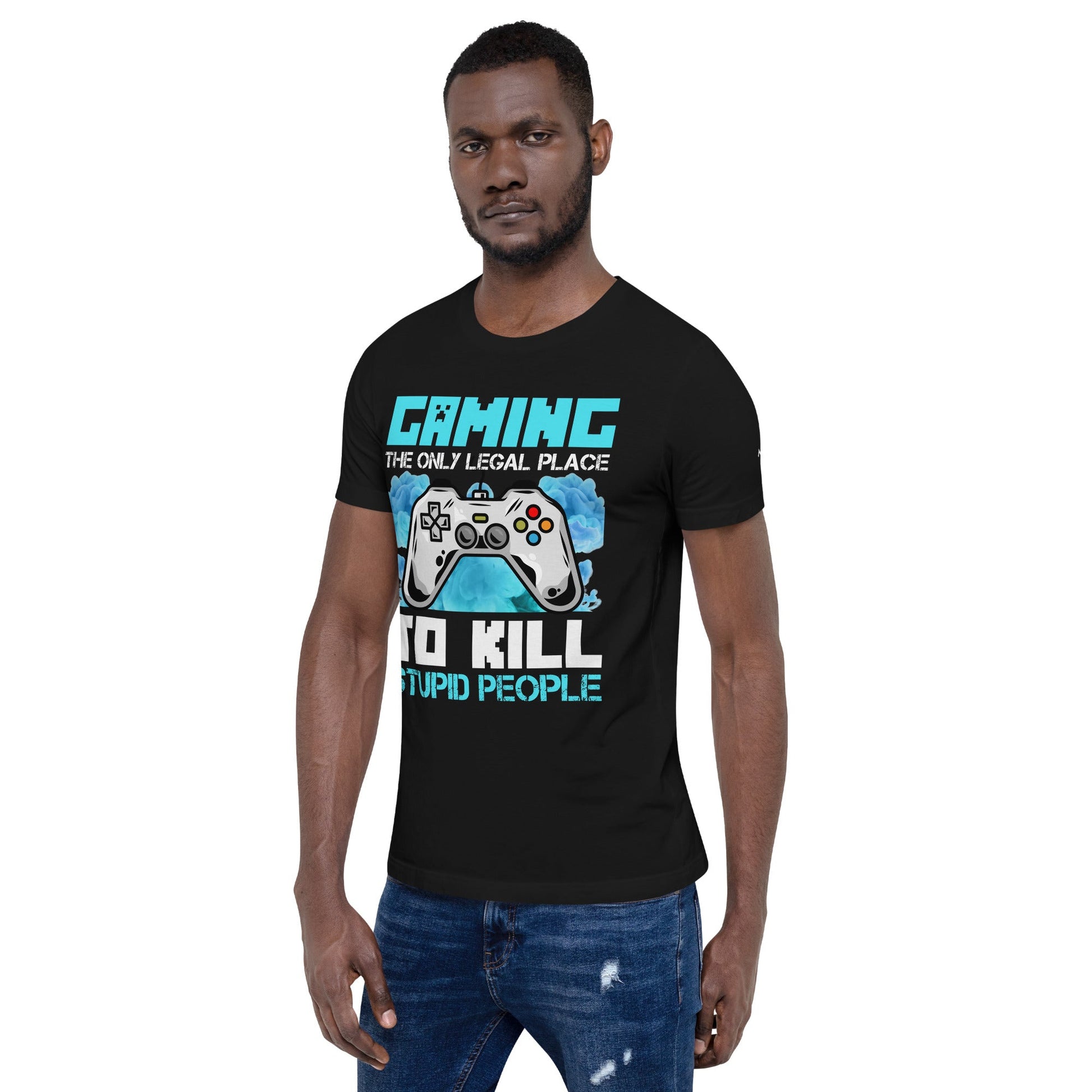 Gaming is the only Legal Place - Blue V Unisex t-shirt by DarkByteGear