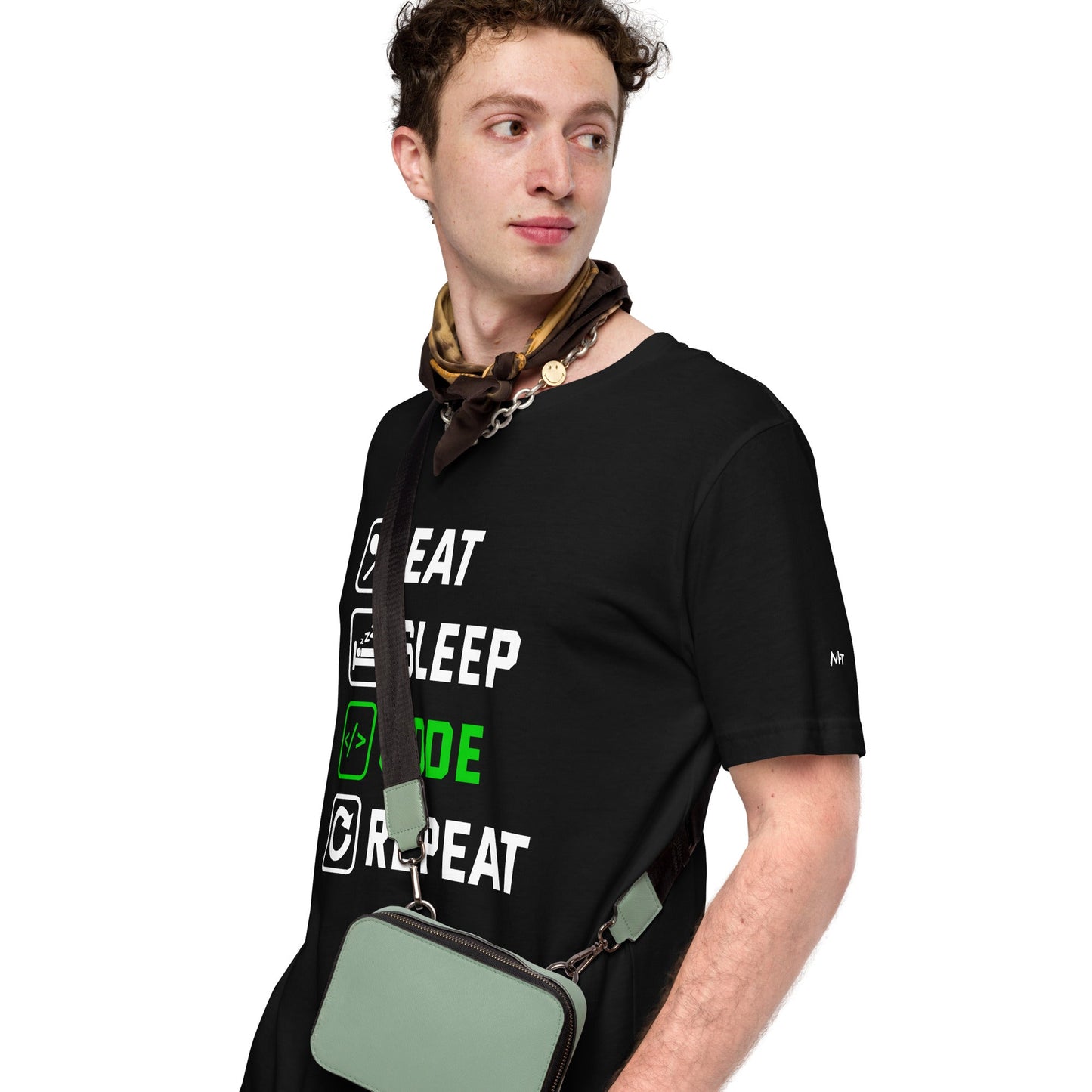 Eat Sleep Code Repeat ( Green Text ) - Unisex t-shirt by DarkByteGear