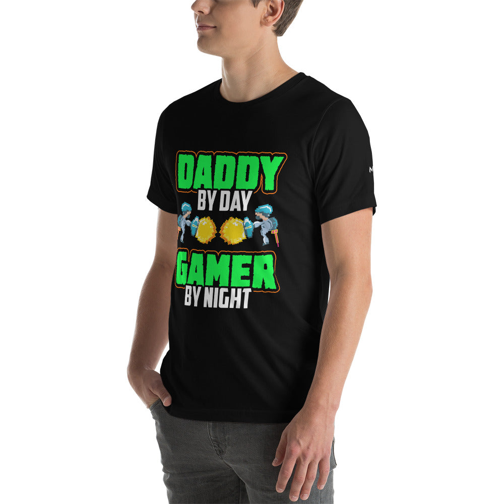 Daddy by Day, Gamer by Night Unisex t-shirt by DarkByteGear