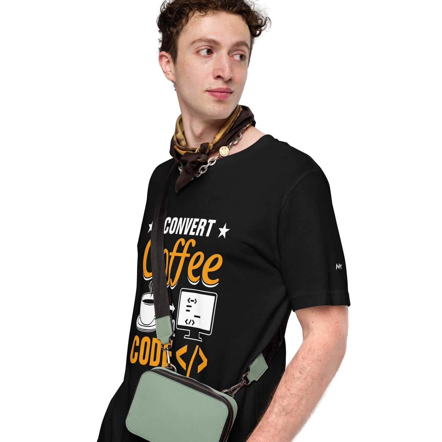 I Convert Coffee into Code </> - Unisex t-shirt by DarkByteGear