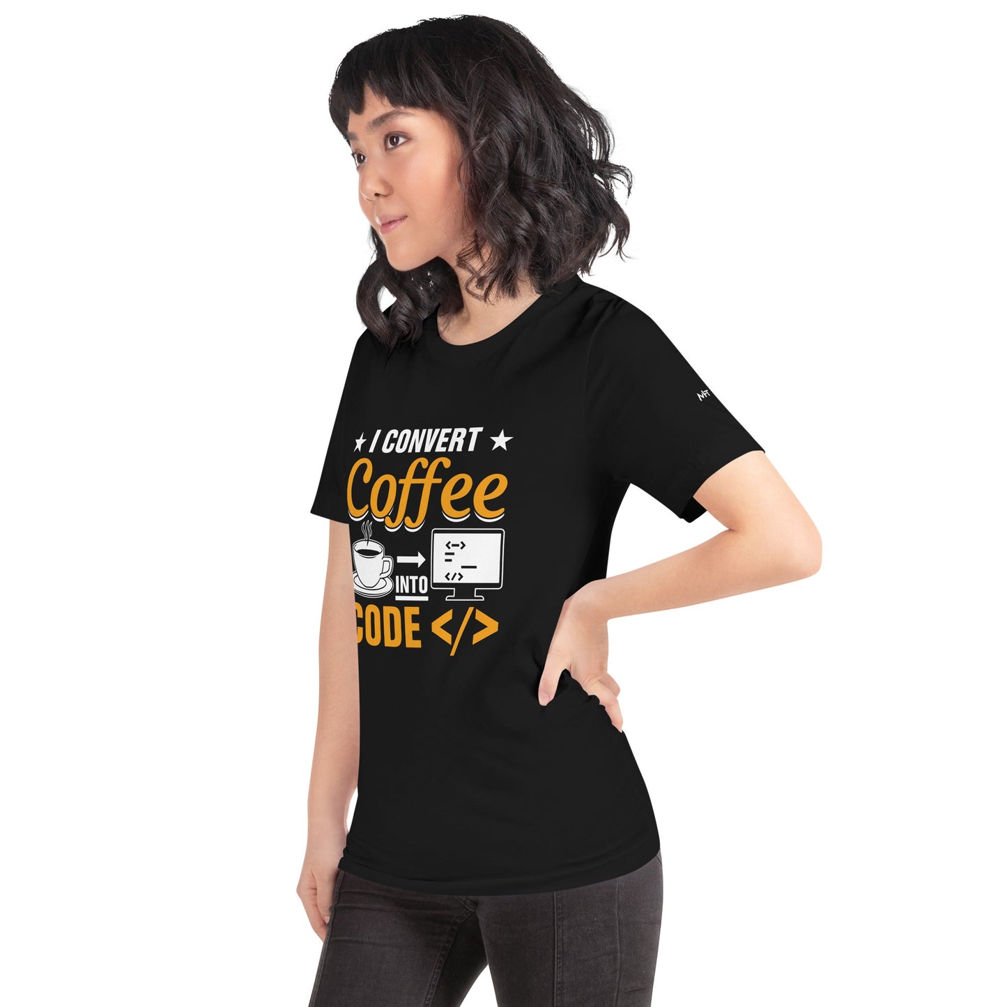 I Convert Coffee into Code </> - Unisex t-shirt by DarkByteGear