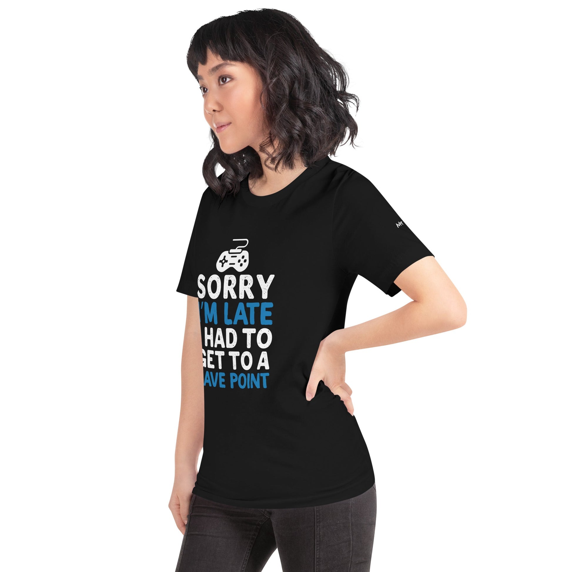 Sorry! I am late, I have to get to a Save Point - Unisex t-shirt by DarkByteGear