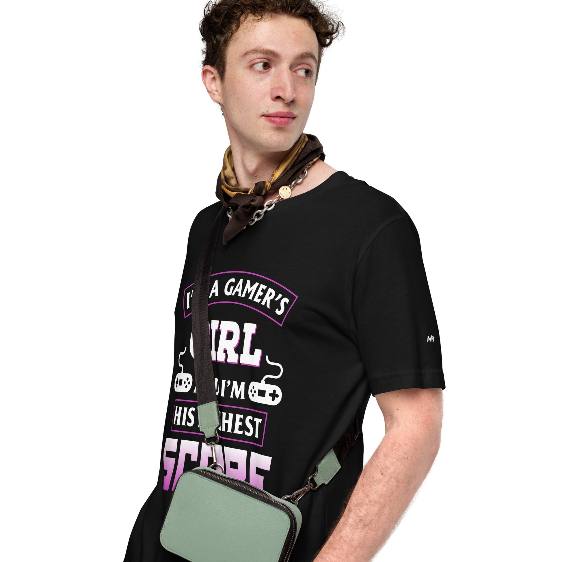 I am a Gamer's Girl, I'm his Greatest Achievement Purple edition - Unisex t-shirt by DarkByteGear