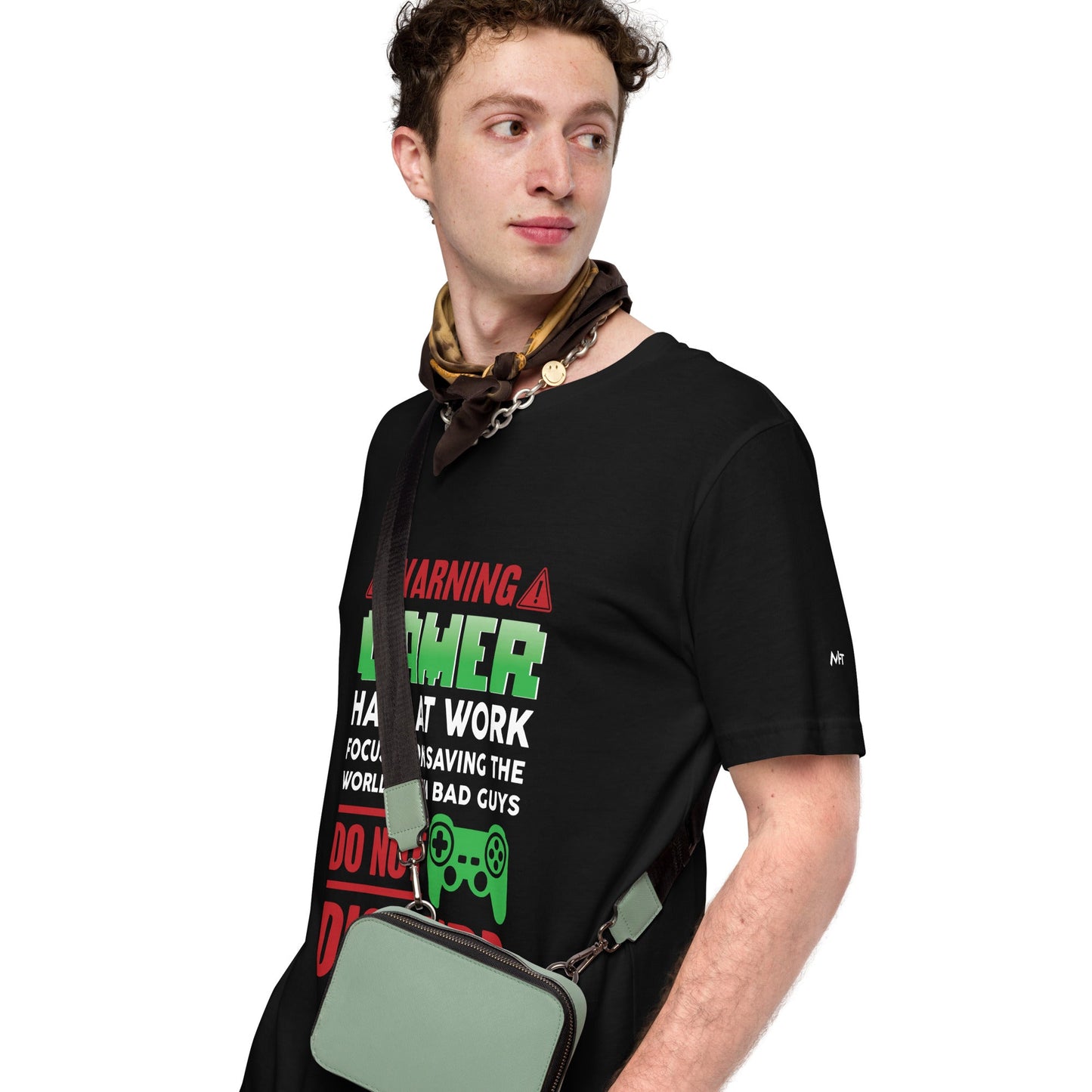 Warning! Gamer Hard at Work, DND - Unisex t-shirt by DarkByteGear