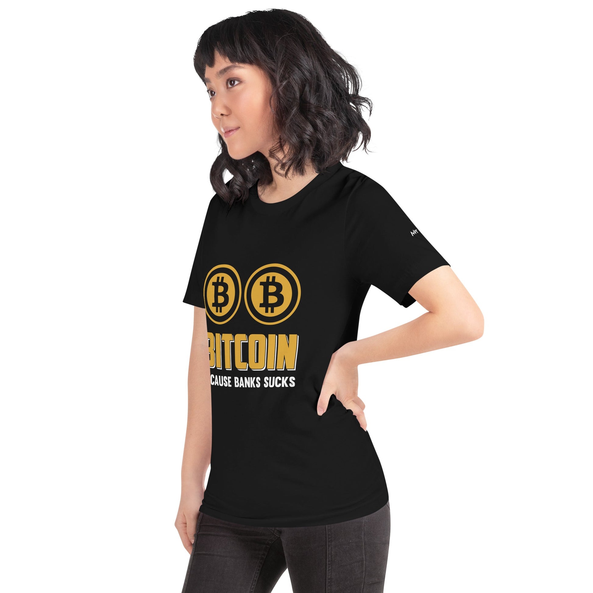 Bitcoin because Banks suck Unisex t-shirt by DarkByteGear