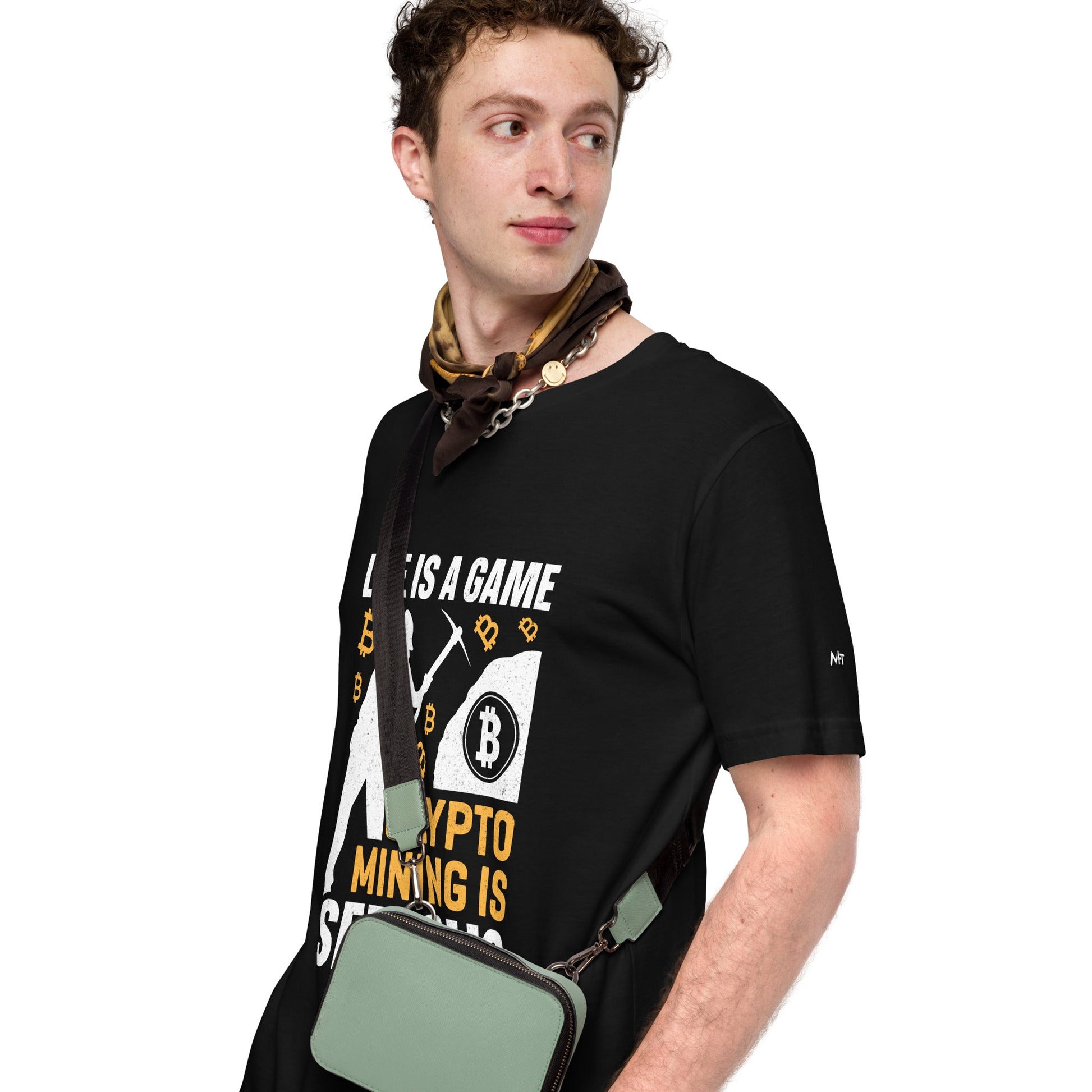 Life is a Game, Bitcoin Mining is Serious - Unisex t-shirt by DarkByteGear