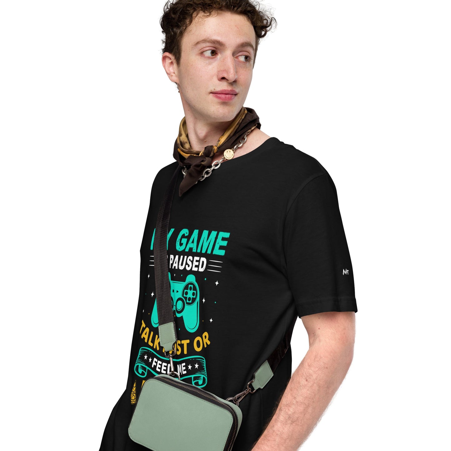 My Game is Paused, Talk Fast or Feed me Pizza - Unisex t-shirt by DarkByteGear