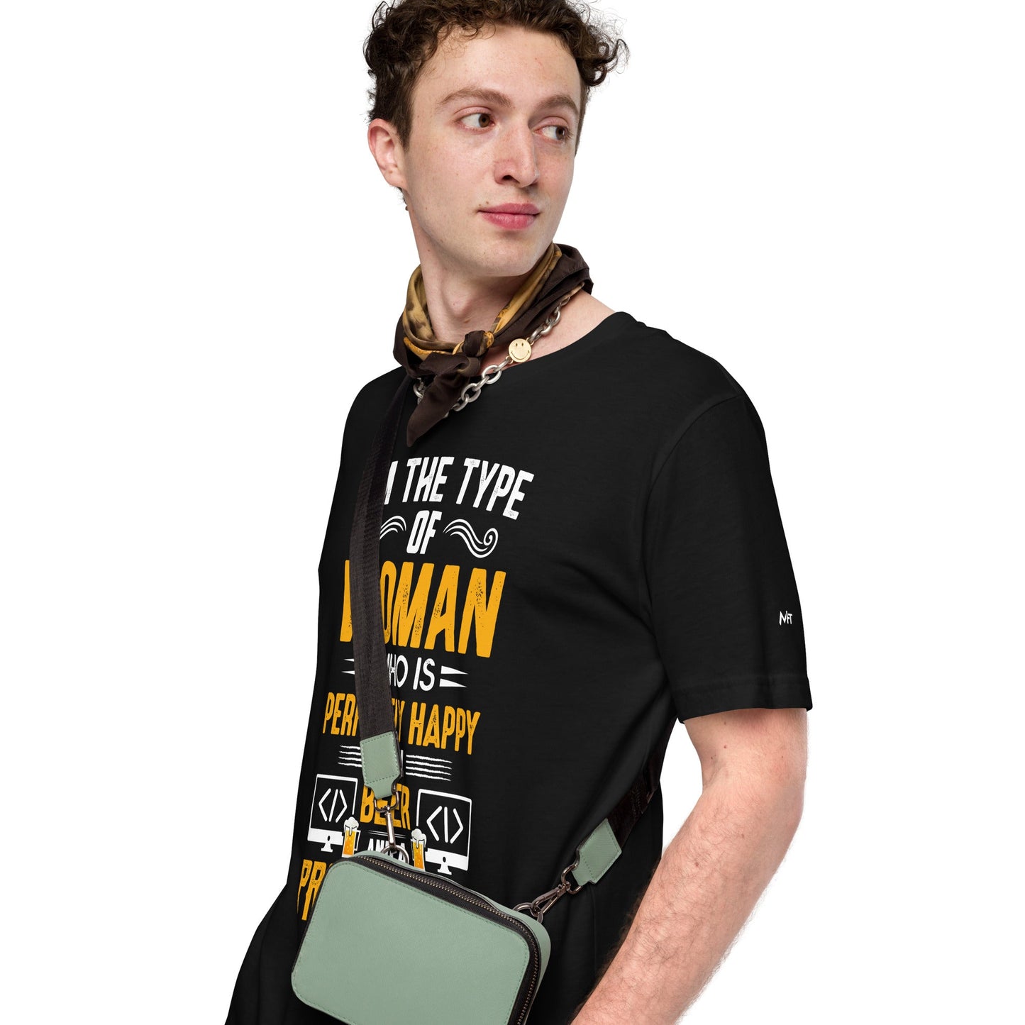 I am the Type of Woman who is perfectly happy with Beer and a Programmer - Unisex t-shirt by DarkByteGear