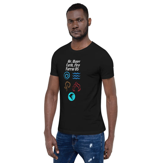 Air, Water, Earth, Fire, Parrot OS - Unisex t-shirt by DarkByteGear