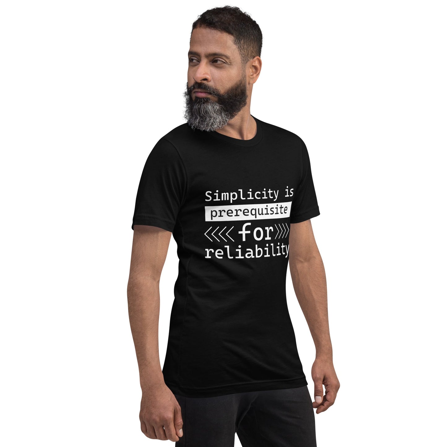 Simplicity is the prerequisite for reliability - Unisex t-shirt by DarkByteGear
