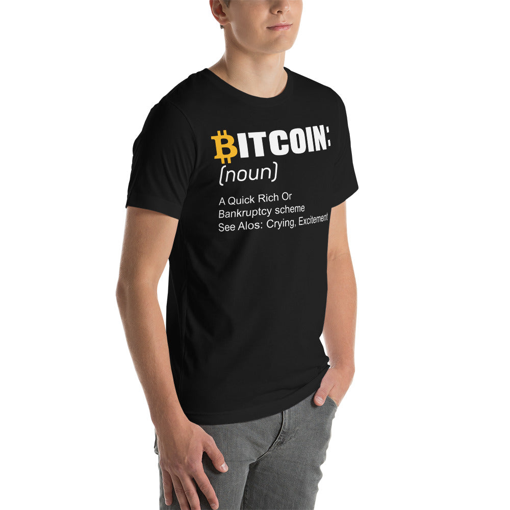 Bitcoin definition ( Yellow Cap B ) - Unisex t-shirt by DarkByteGear
