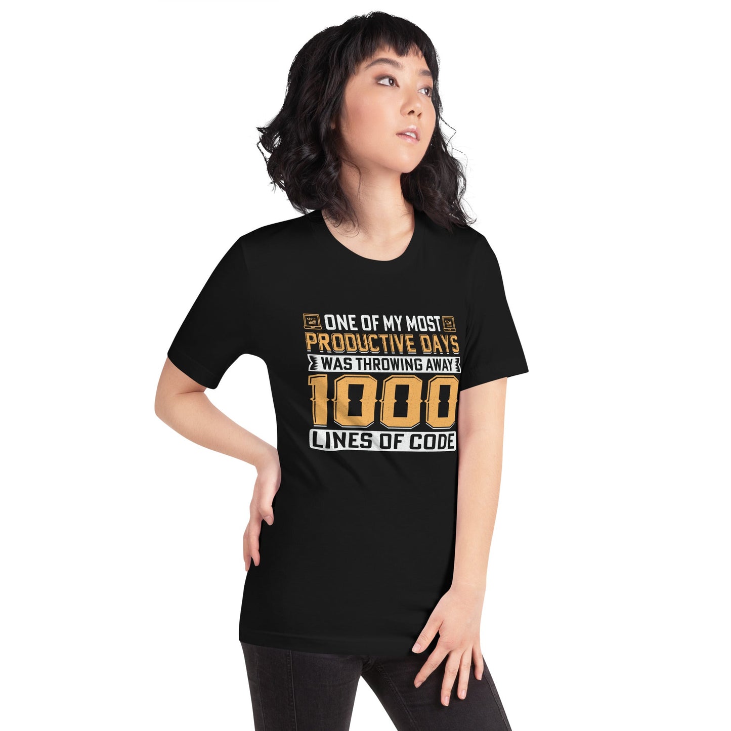One of My Most Productive Days was throwing away 1000 lines of Code Unisex t-shirt by DarkByteGear