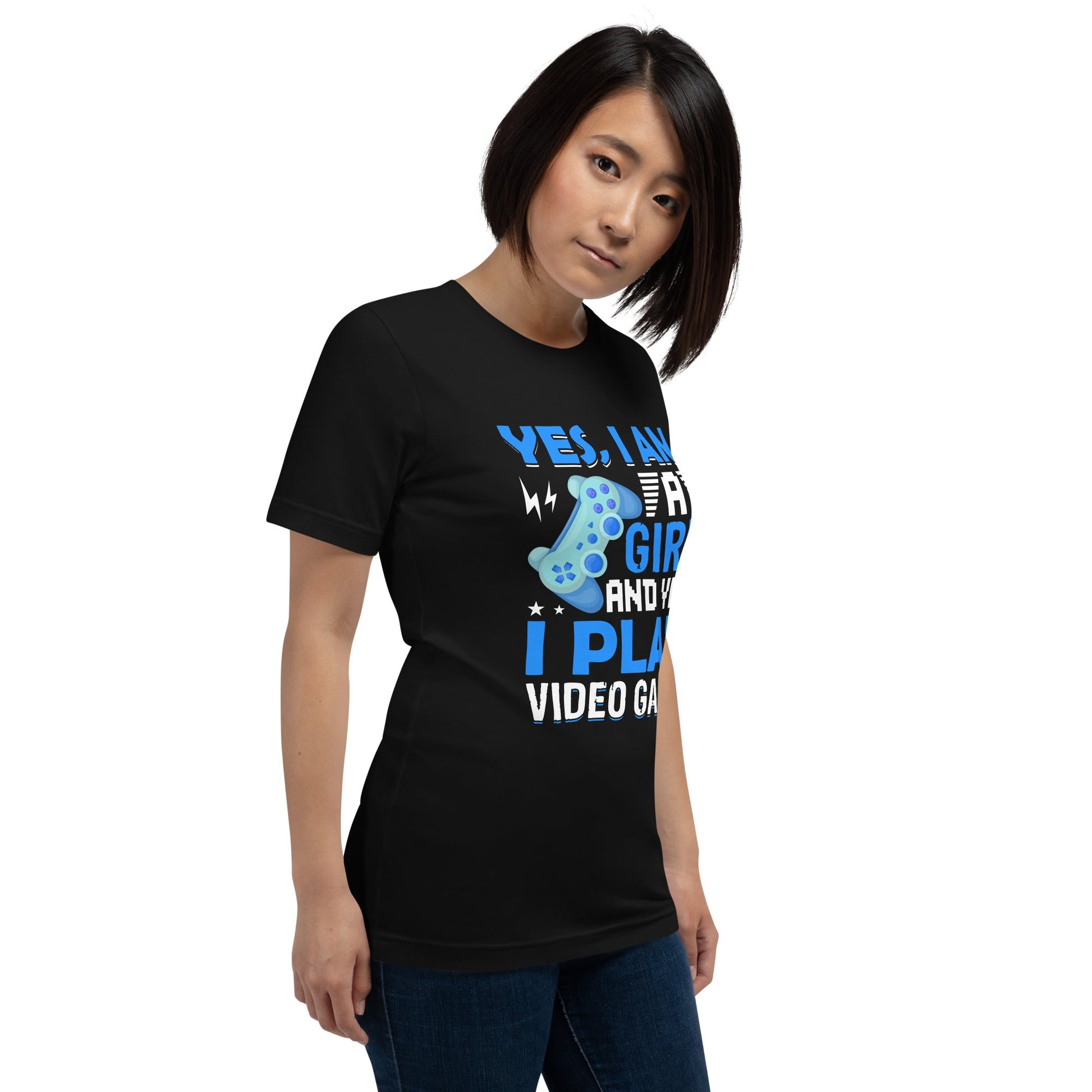 Yes, I am a Girl. Yes! I play Videogame Unisex t-shirt by DarkByteGear