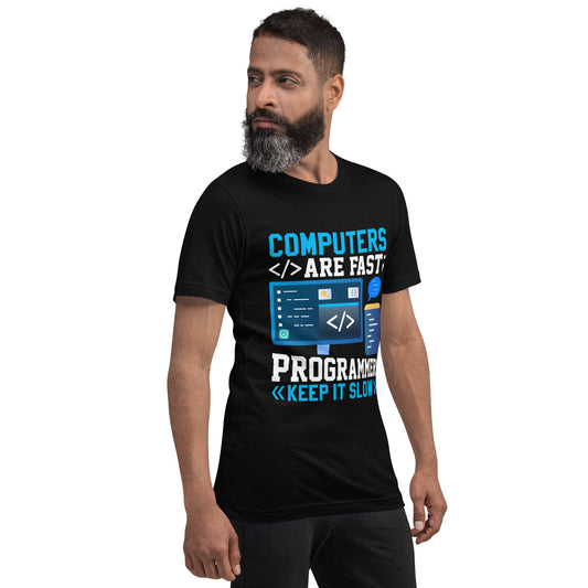 Computers are fast - Blue RK Unisex t-shirt by DarkByteGear