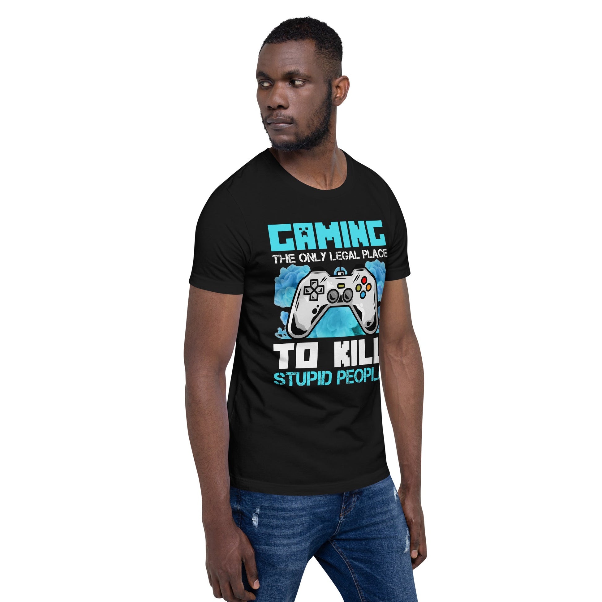 Gaming is the only Legal Place - Blue V Unisex t-shirt by DarkByteGear