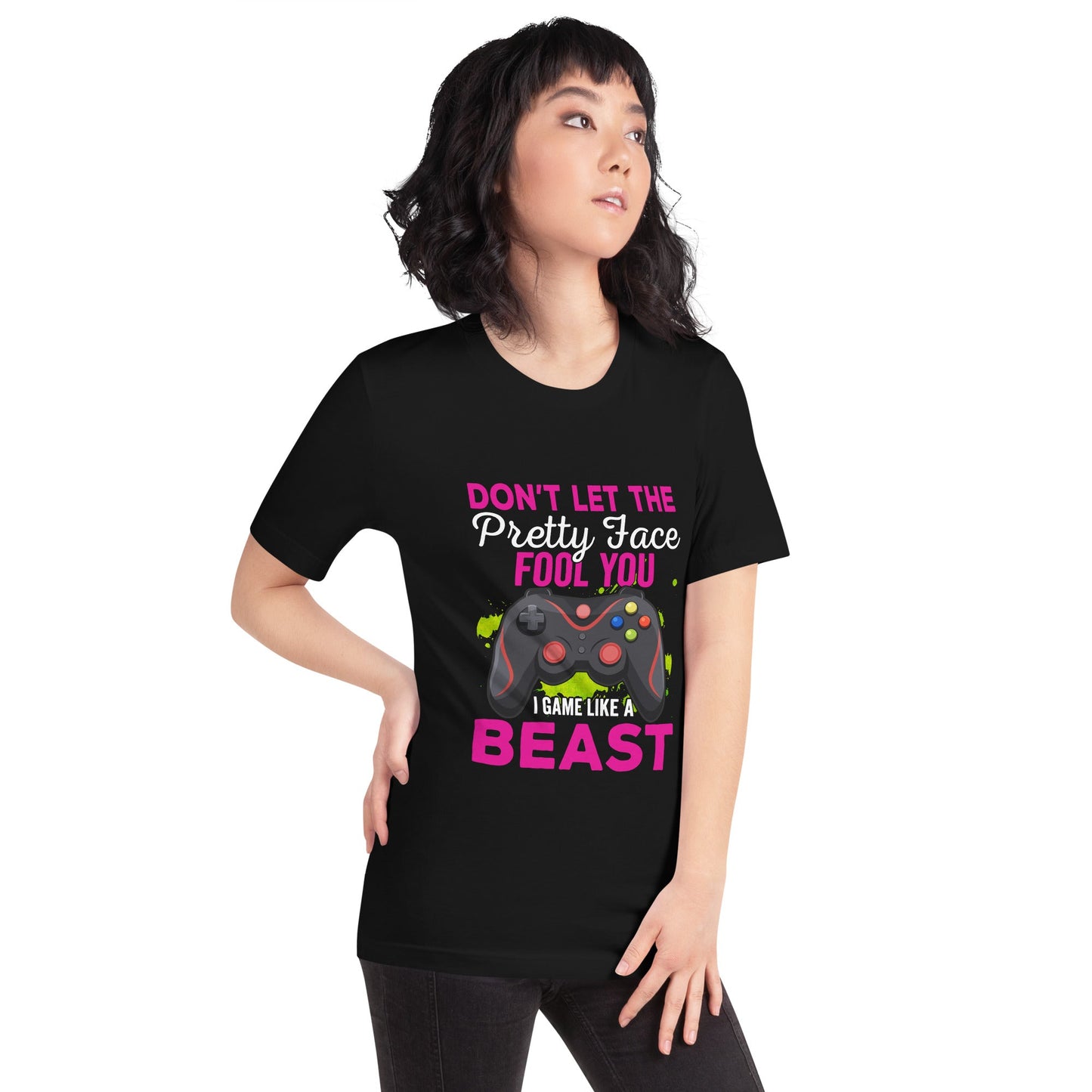 Don't let the pretty face fool you - Unisex t-shirt by DarkByteGear
