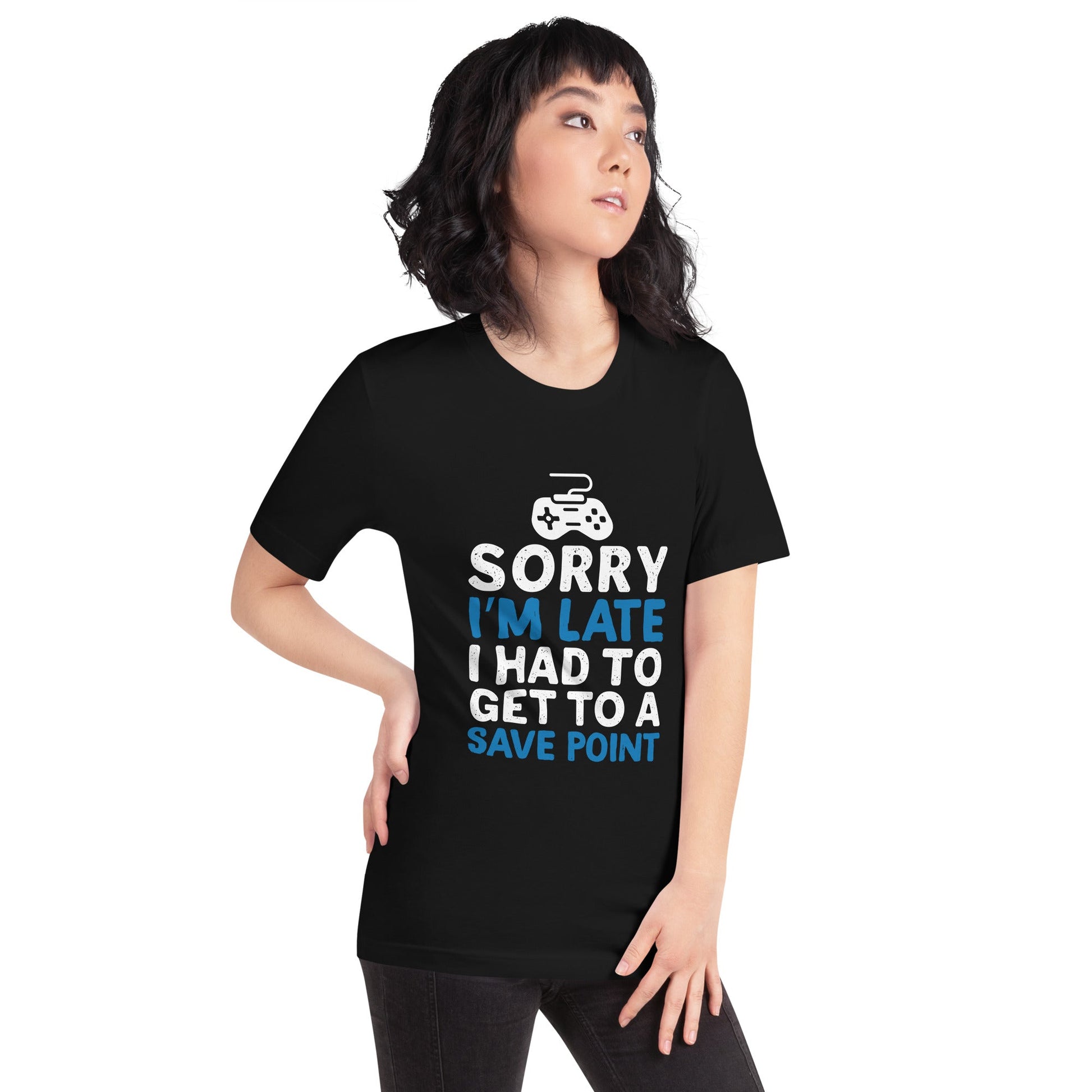 Sorry! I am late, I have to get to a Save Point - Unisex t-shirt by DarkByteGear