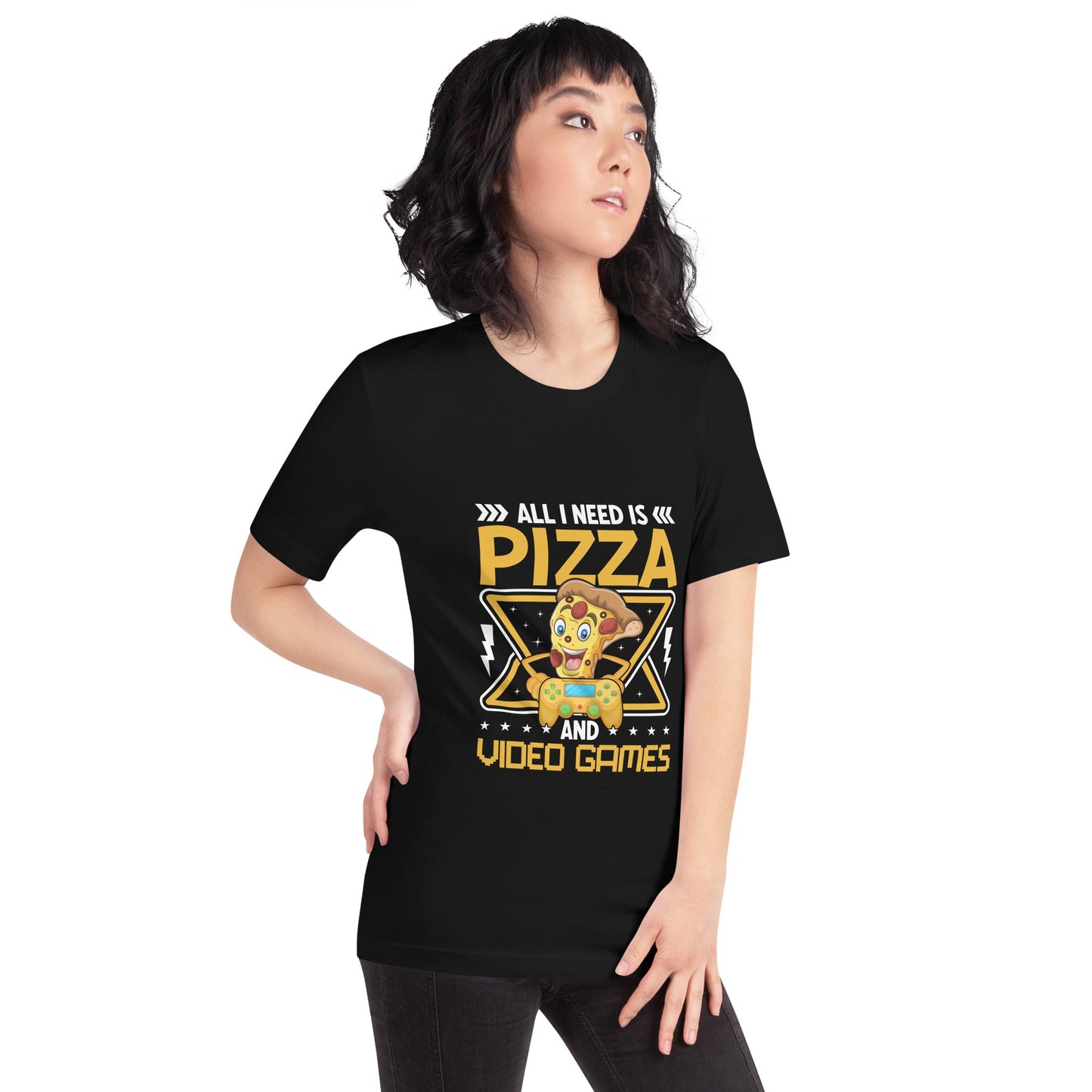 All I need is Pizza and Video Games Unisex t-shirt by DarkByteGear