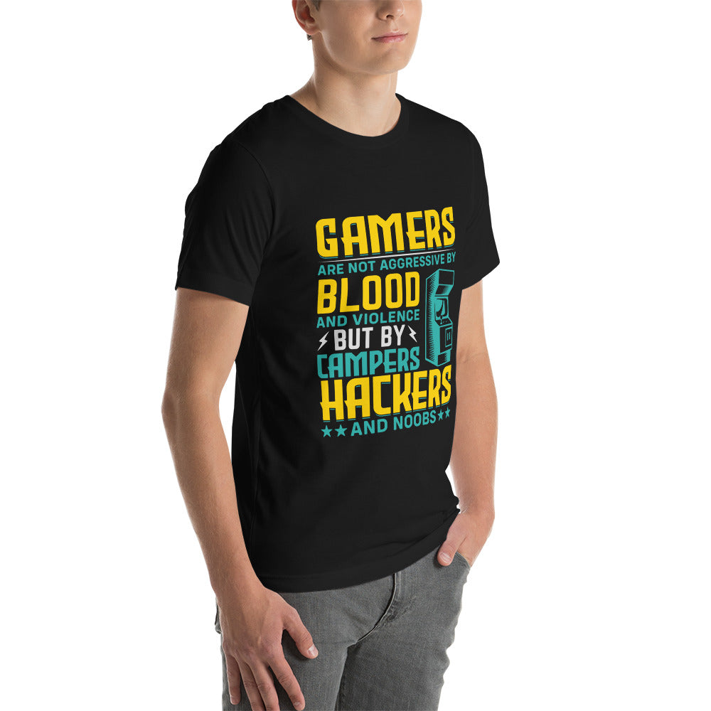 Gamers are not Aggressive by Blood and Violence ( rasel ) - Unisex t-shirt by DarkByteGear