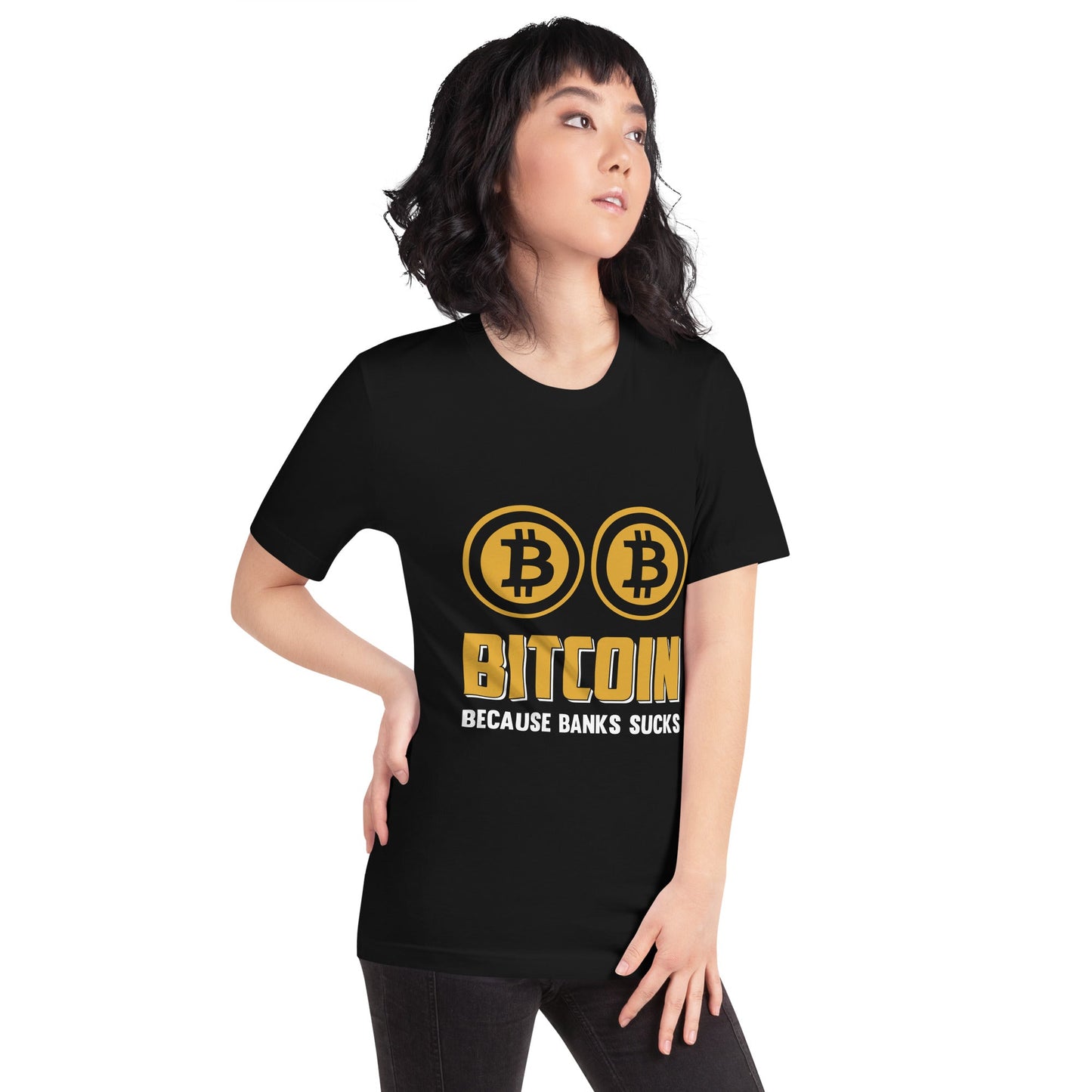 Bitcoin because Banks suck Unisex t-shirt by DarkByteGear
