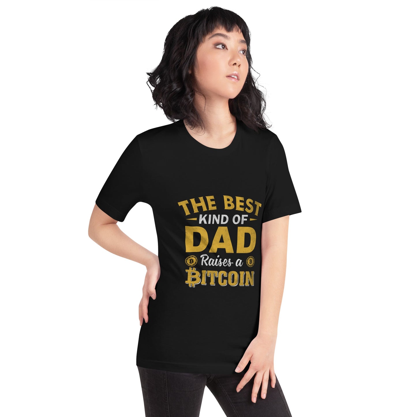 The Best Kind of Dad Raises a Bitcoin Unisex t-shirt by DarkByteGear