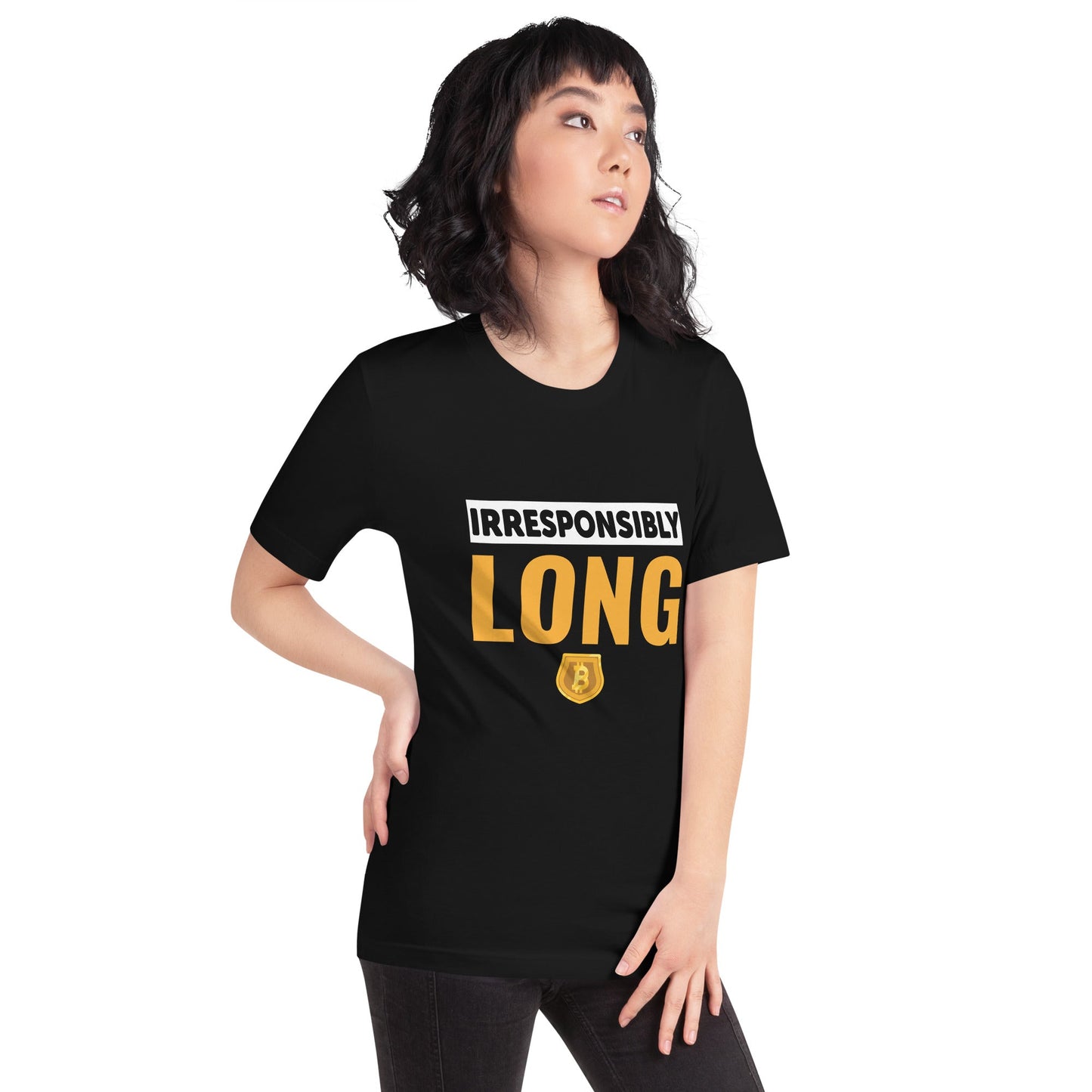 Irresponsibly Long Bitcoin - Unisex t-shirt by DarkByteGear