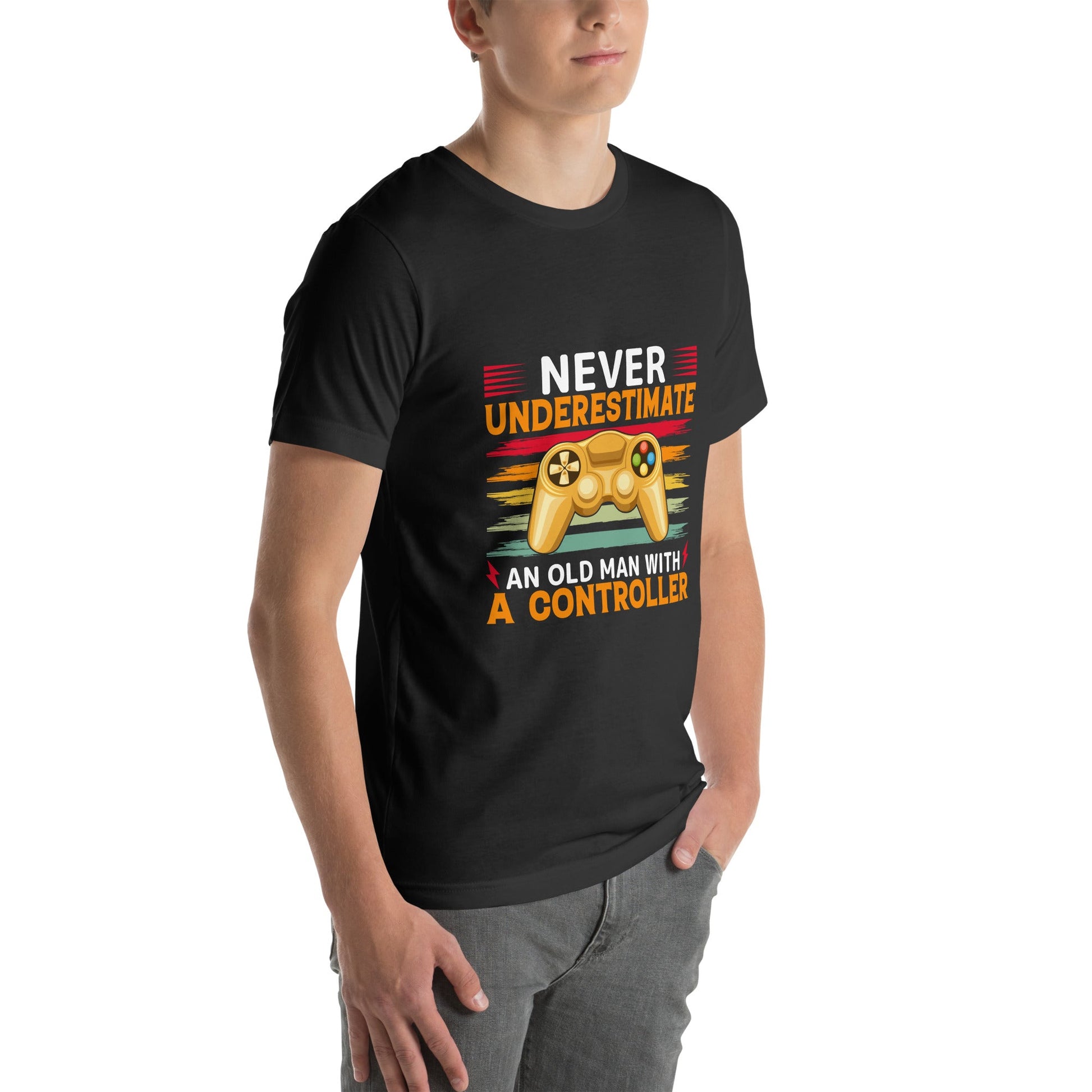 Never Underestimate an old man with a controller - Unisex t-shirt by DarkByteGear