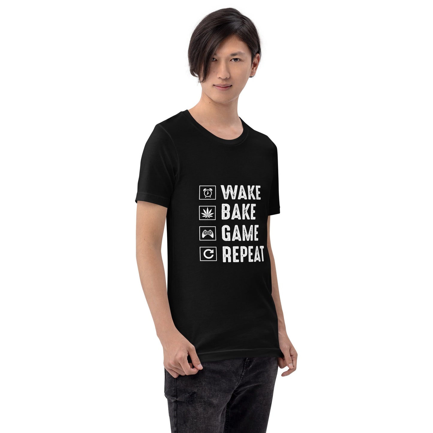 Wake, Bake, Game, Repeat Rima 13 - Unisex t-shirt by DarkByteGear
