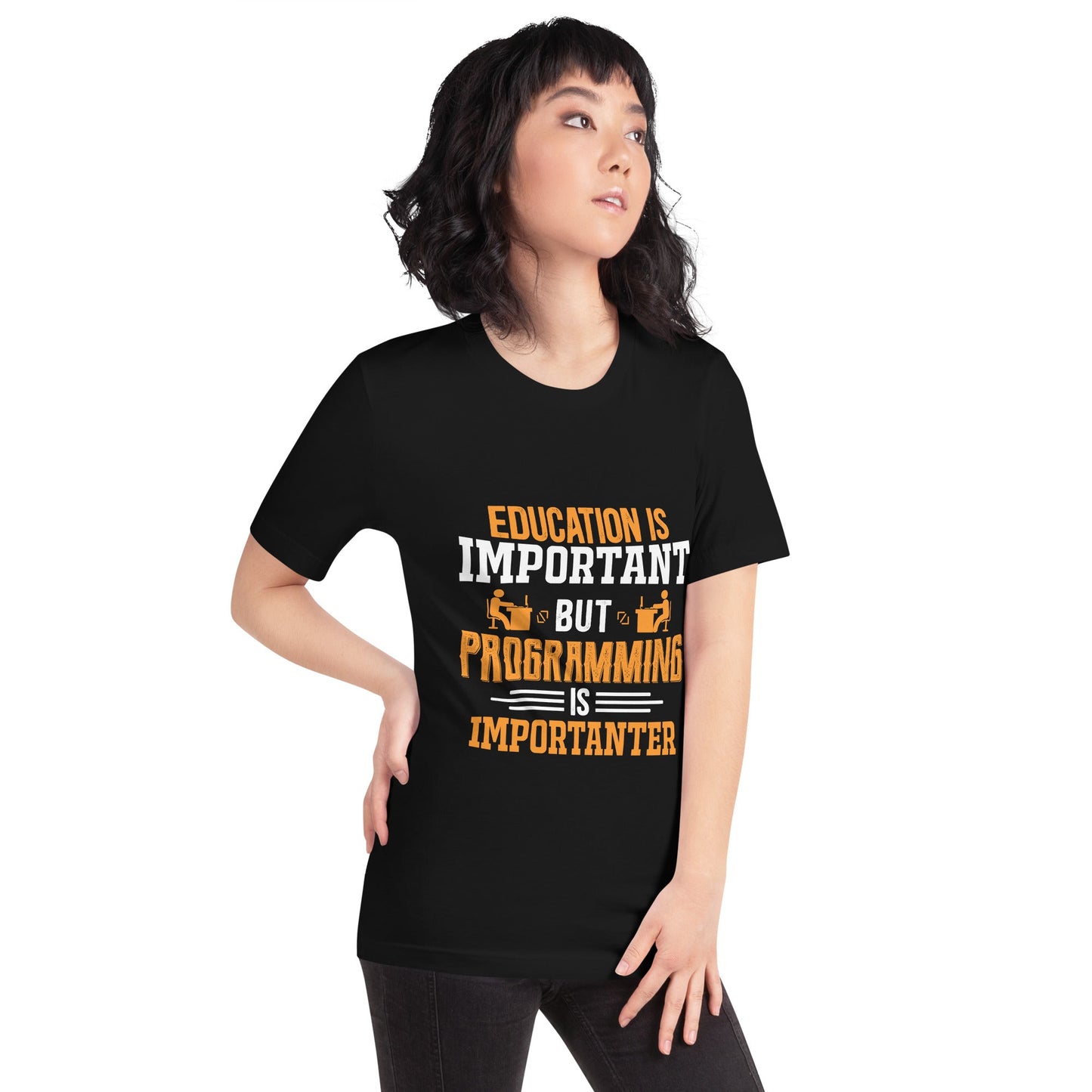 Education is important, but Programming is importanter - Unisex t-shirt by DarkByteGear
