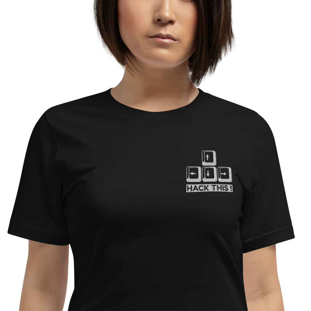 Hack this - Short-Sleeve Unisex T-Shirt (embroidery) by DarkByteGear