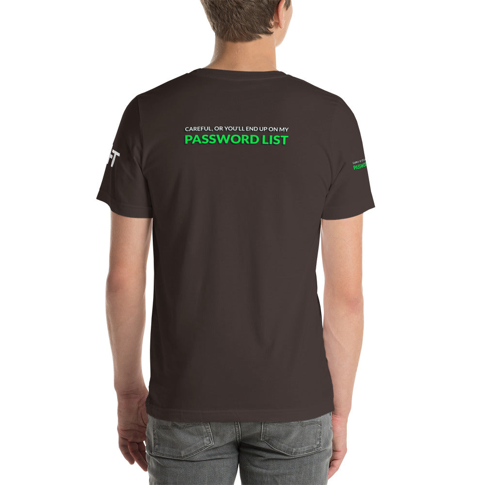 Password List - Short-Sleeve Unisex T-Shirt (all sides print) by DarkByteGear