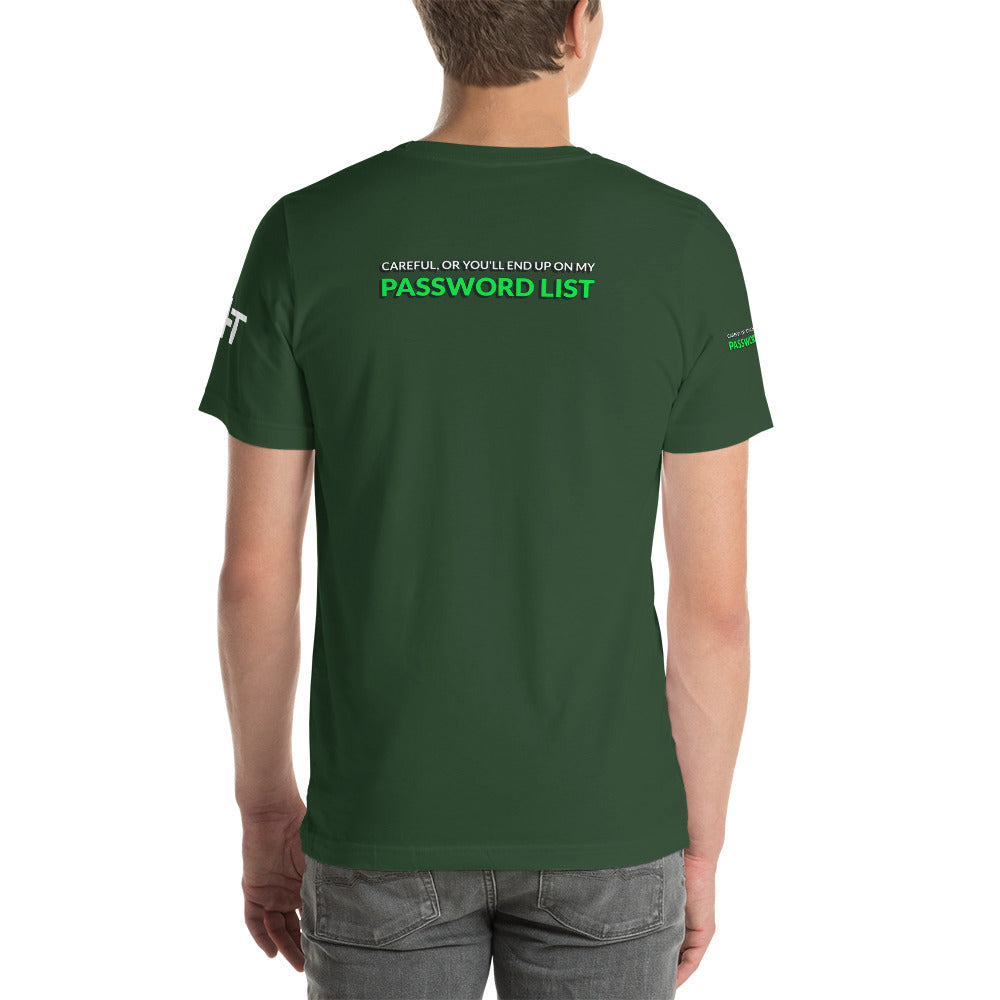 Password List - Short-Sleeve Unisex T-Shirt (all sides print) by DarkByteGear