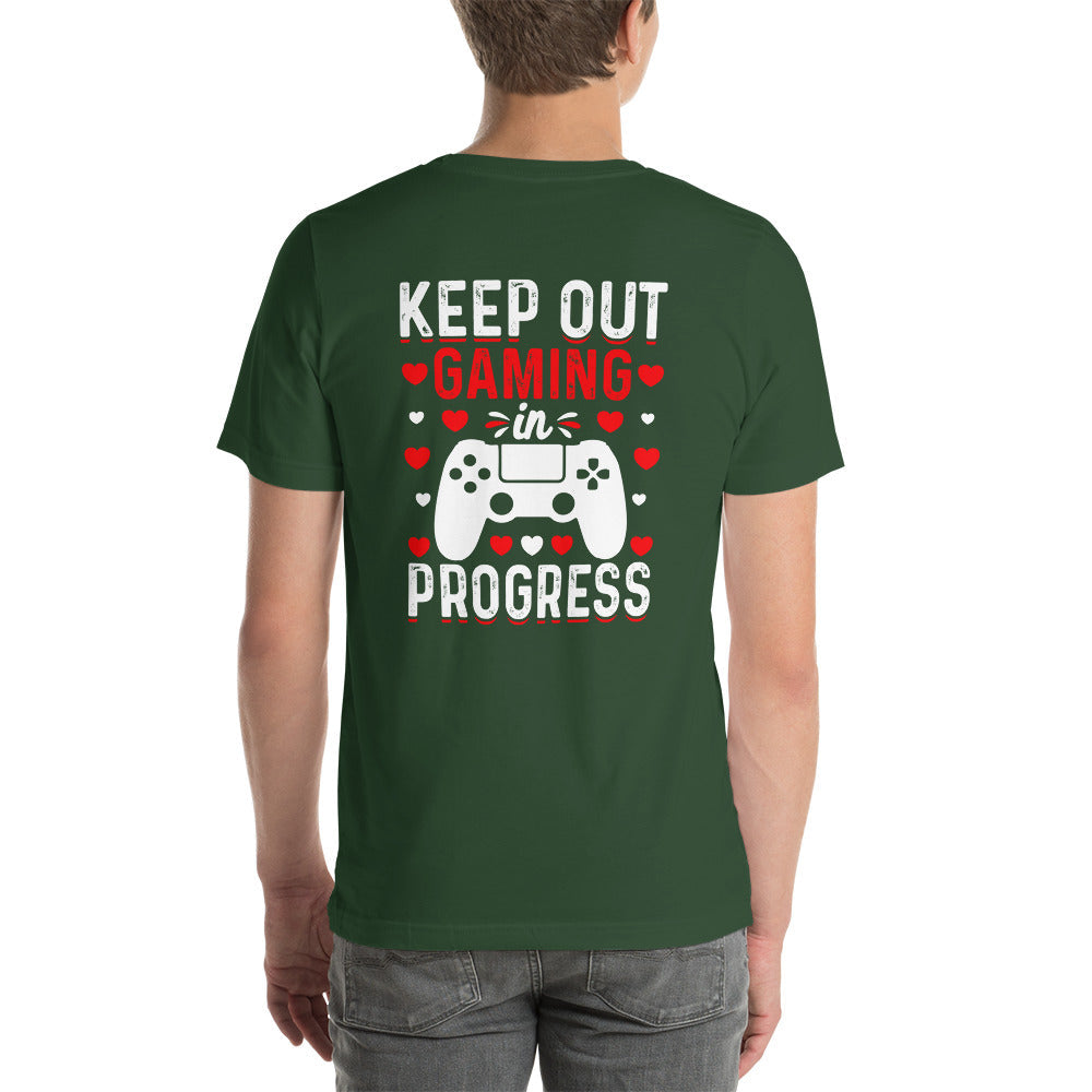 Keep out Gaming in Progress Unisex t-shirt ( Back Print ) by DarkByteGear