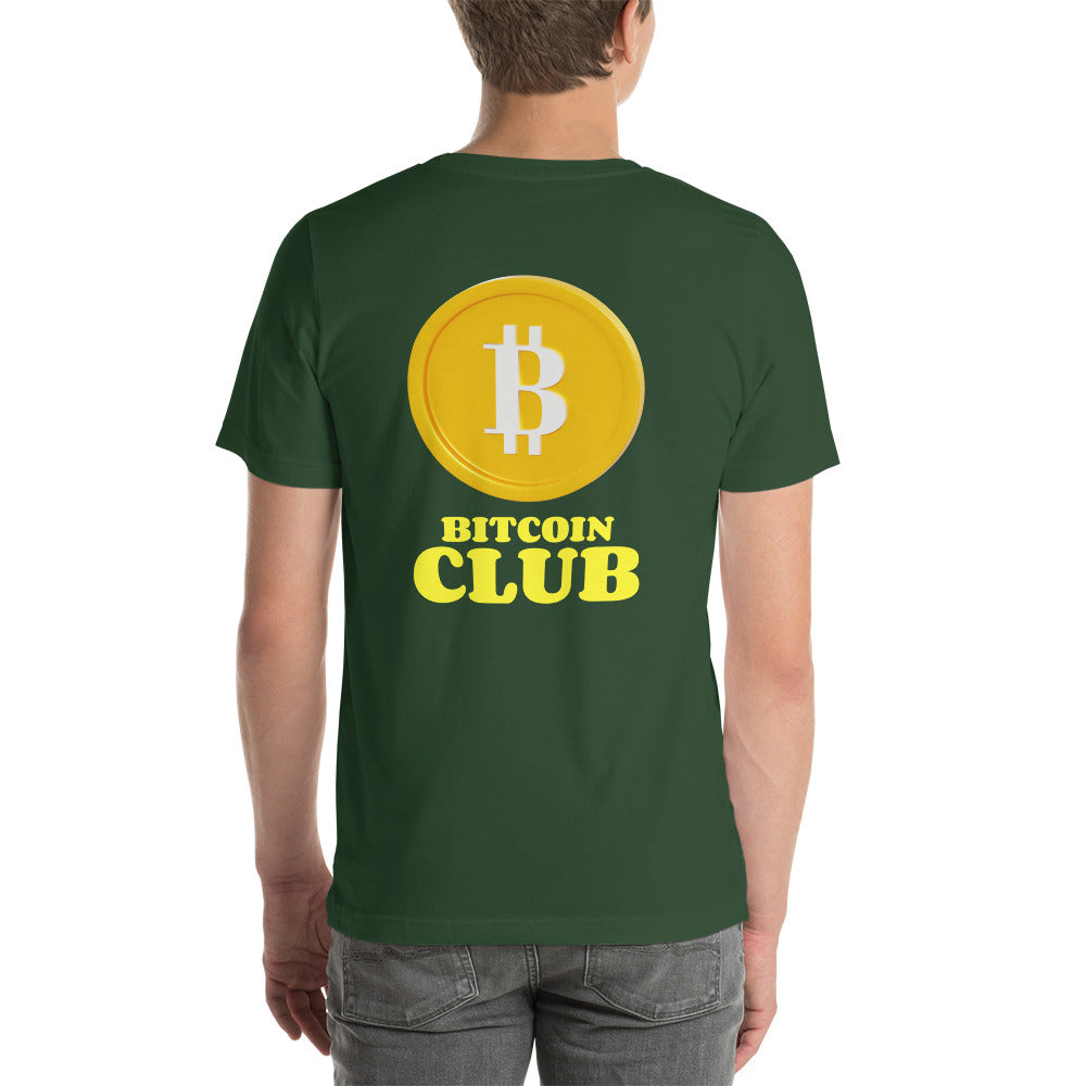 BITCOIN CLUB V1 - Unisex t-shirt ( Back Print ) by DarkByteGear