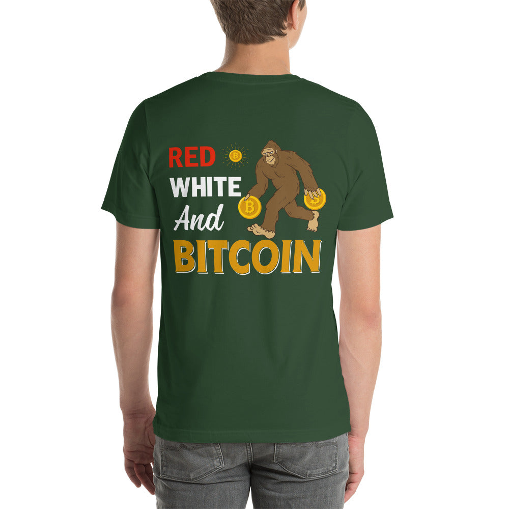Red, White and Bitcoin - Unisex t-shirt ( Back Print ) by DarkByteGear