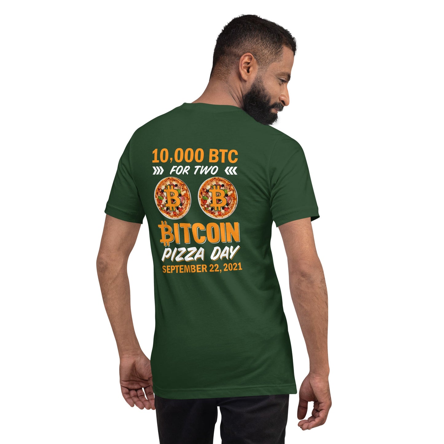 Bitcoin Pizza Day Special September 22, 2021, 10,000 BTC for two B-pizzas Unisex t-shirt ( Back Print ) by DarkByteGear