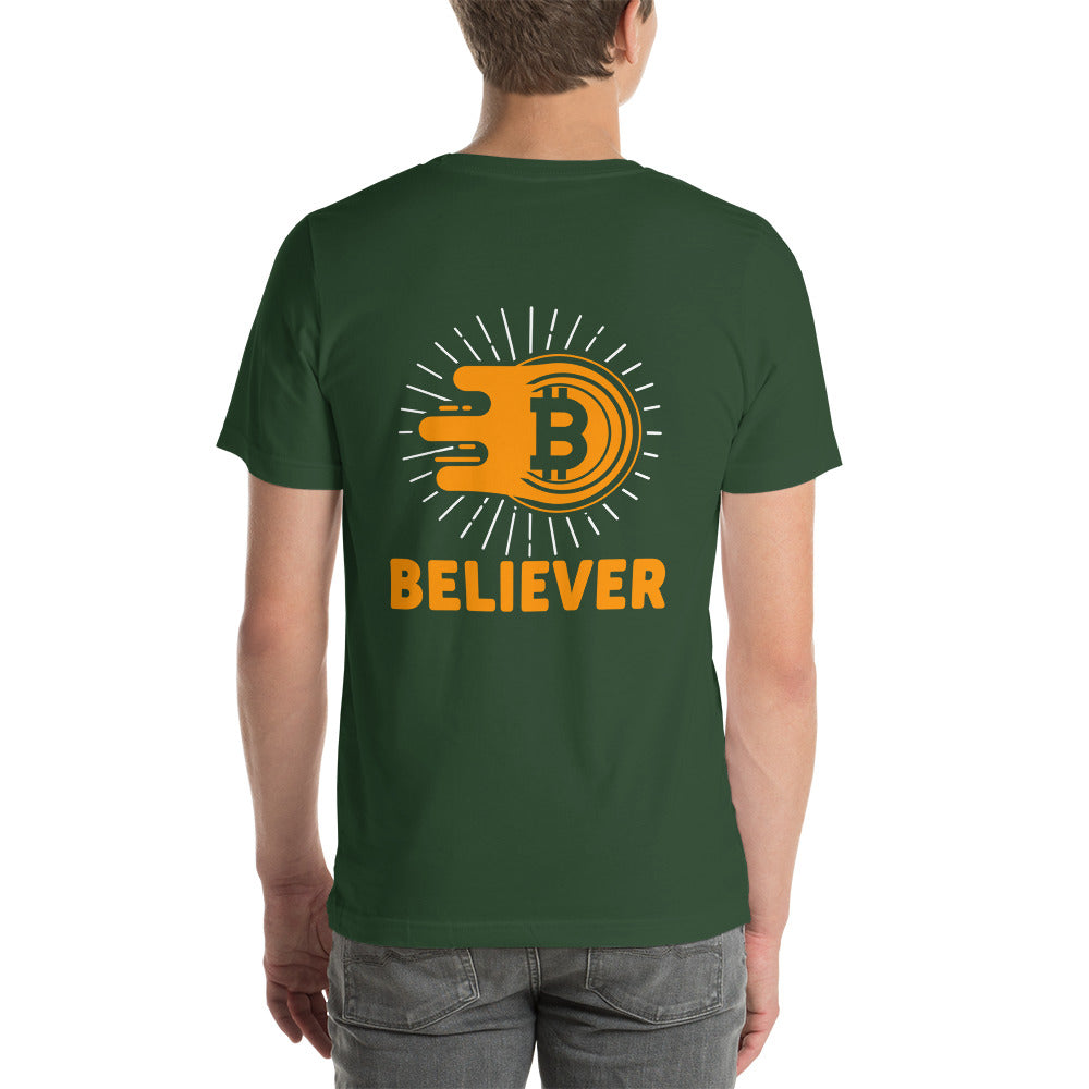 Bitcoin Believer Unisex t-shirt ( Back Print ) by DarkByteGear