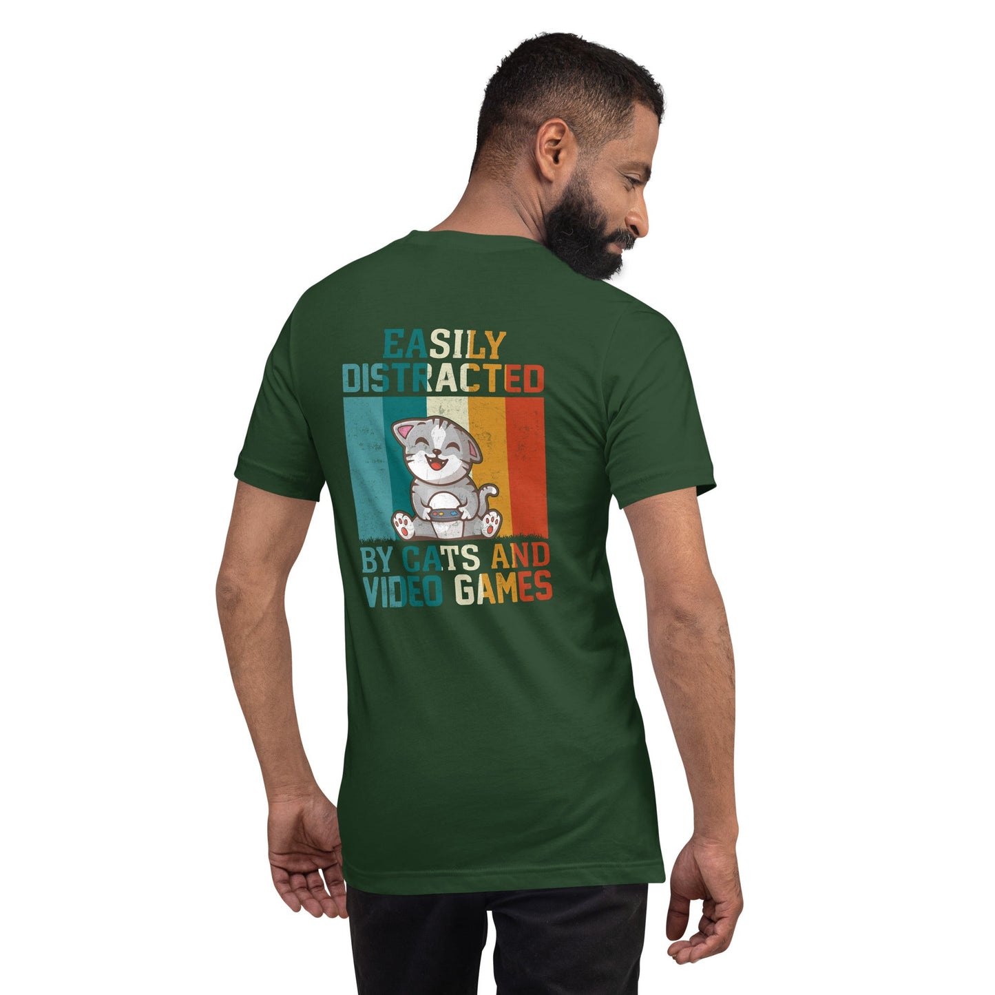 Easily Distracted by Cats and Video Games Unisex t-shirt by DarkByteGear
