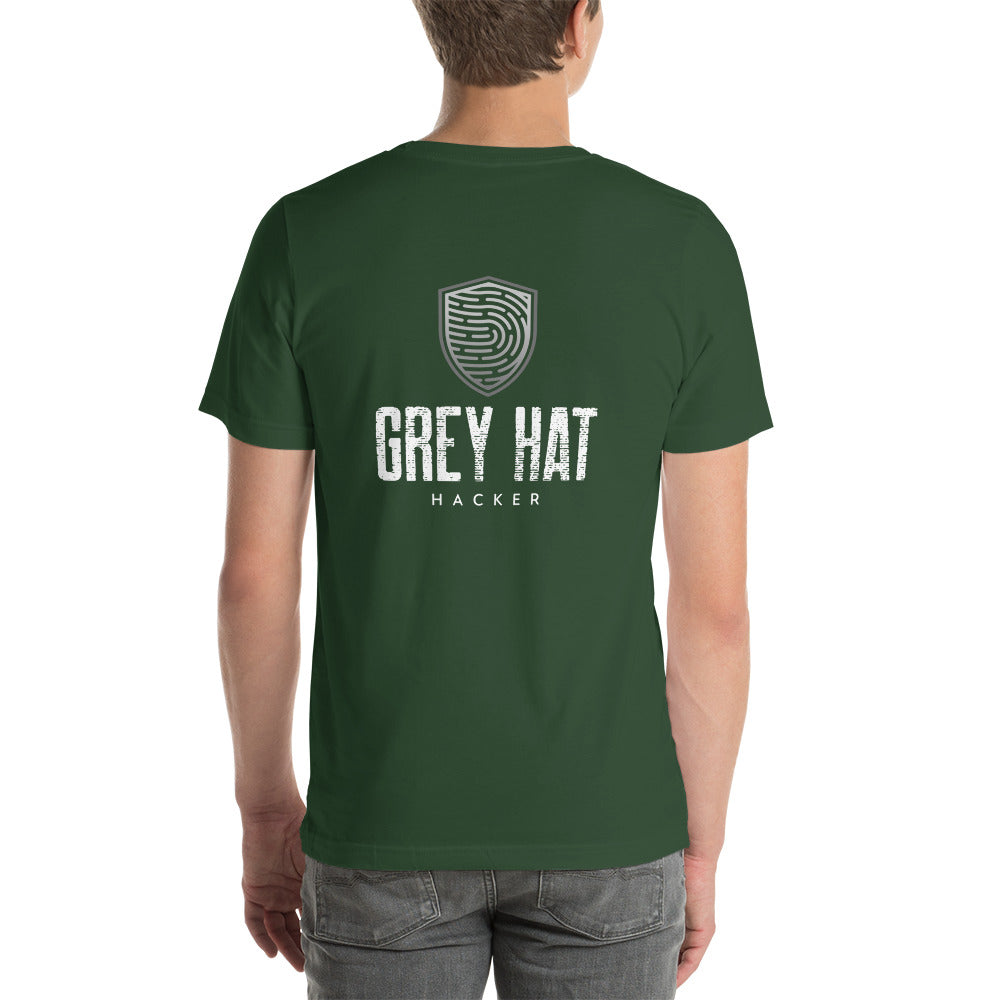 Grey Hat Hacker V4 - Unisex t-shirt ( Back Print ) by DarkByteGear