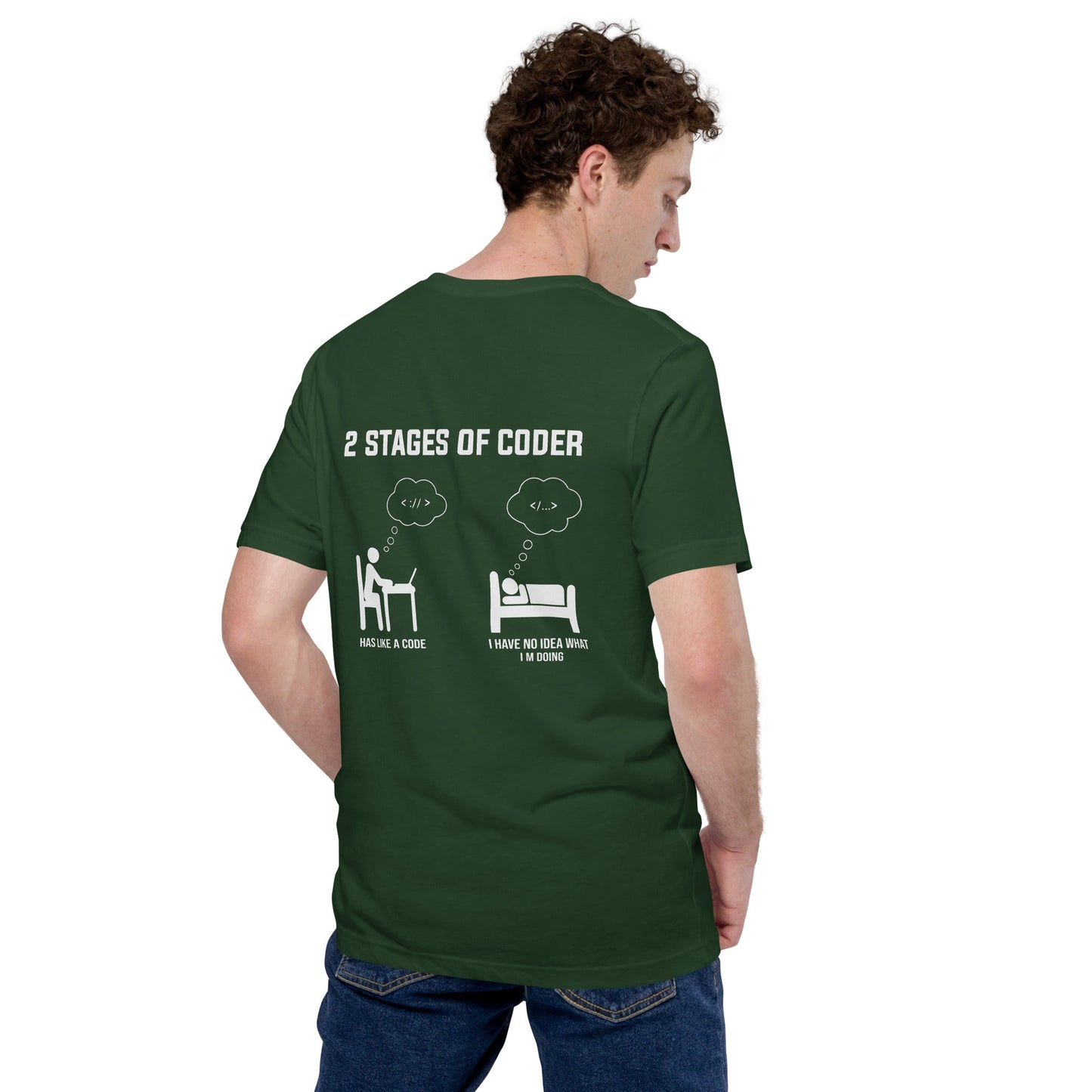 2 Stages of Coder Unisex t-shirt ( Back Print ) by DarkByteGear