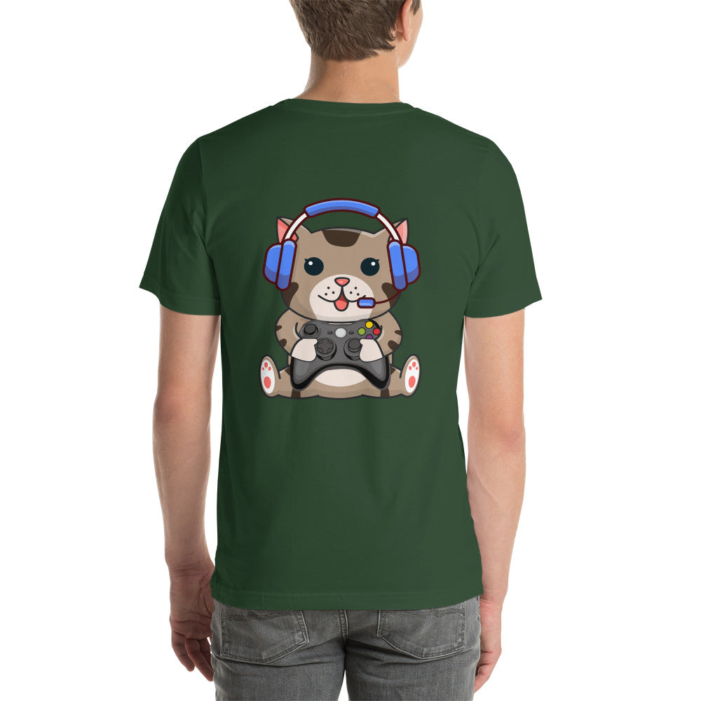 Gamer Cat - Unisex t-shirt ( Back Print ) by DarkByteGear