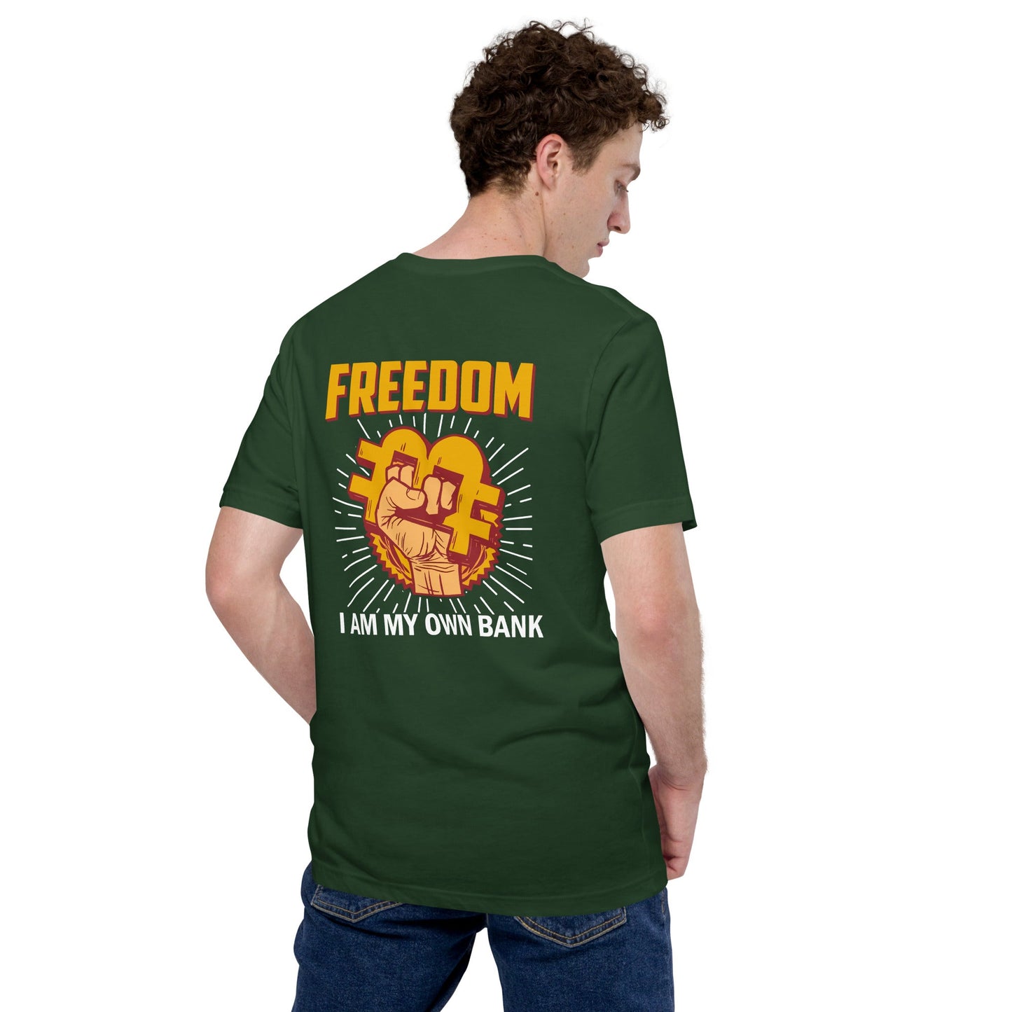 Bitcoin Freedom; I am my Own Bank - Unisex t-shirt ( Back Print ) by DarkByteGear