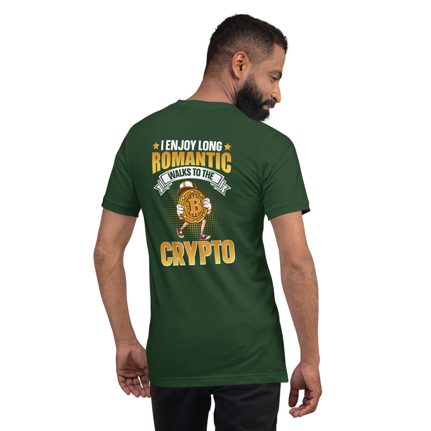 I enjoy long Romantic Walk with Crypto - Unisex t-shirt ( Back Print ) by DarkByteGear