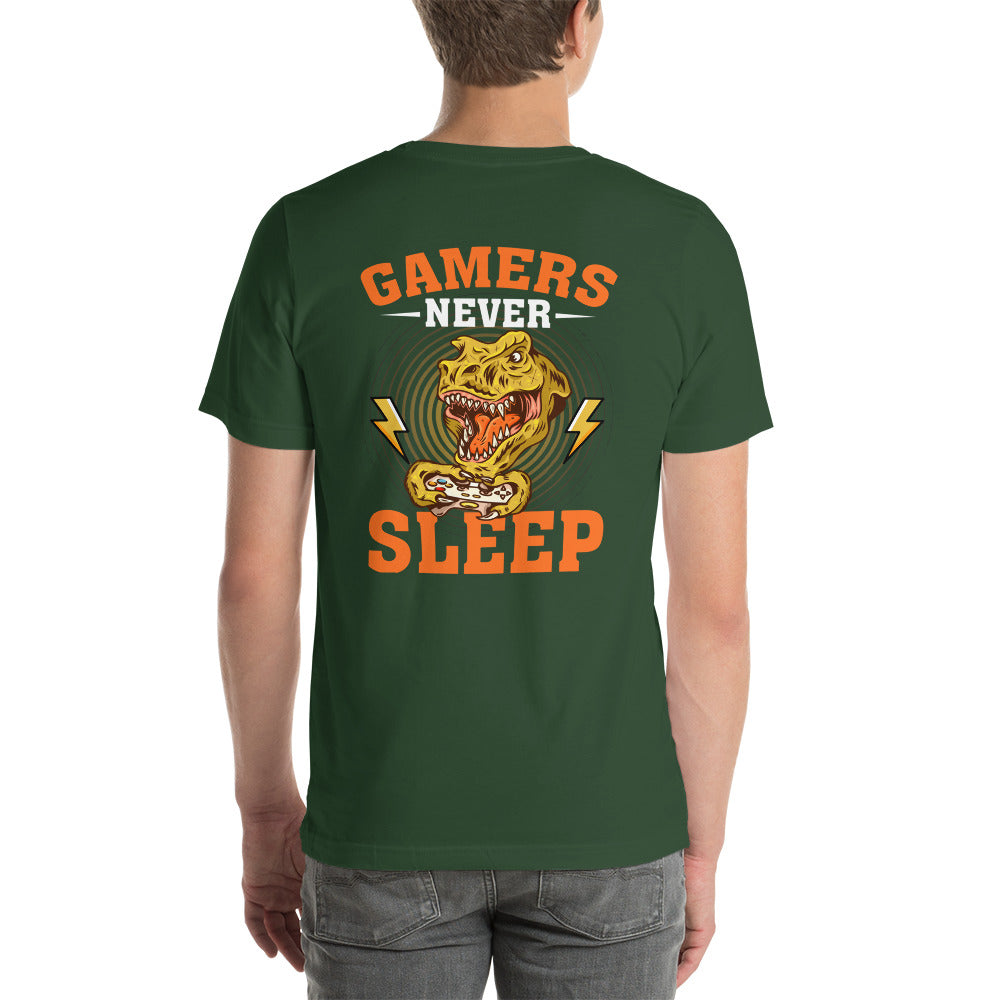 Gamers never sleep V2 - Unisex t-shirt ( Back Print ) by DarkByteGear