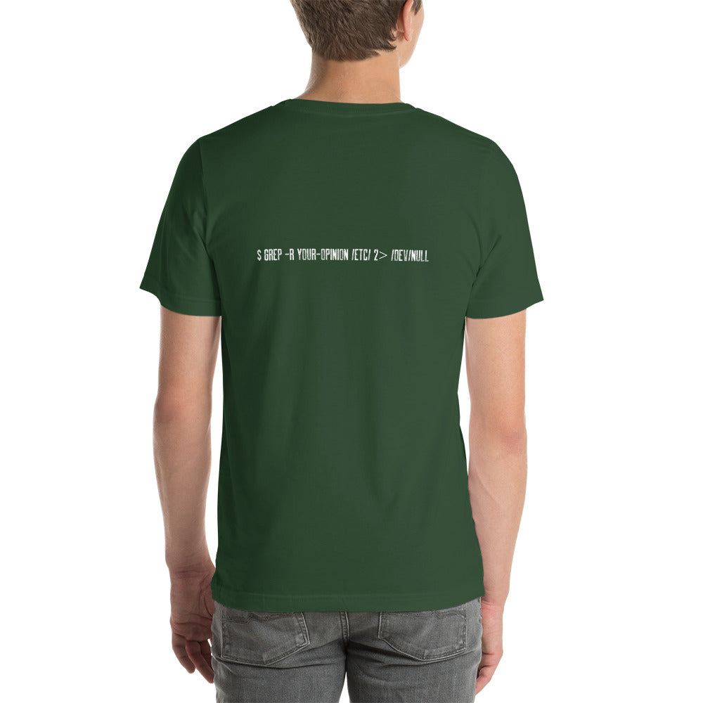 Grep r your Opinion etc 2 devnull - Unisex t-shirt by DarkByteGear